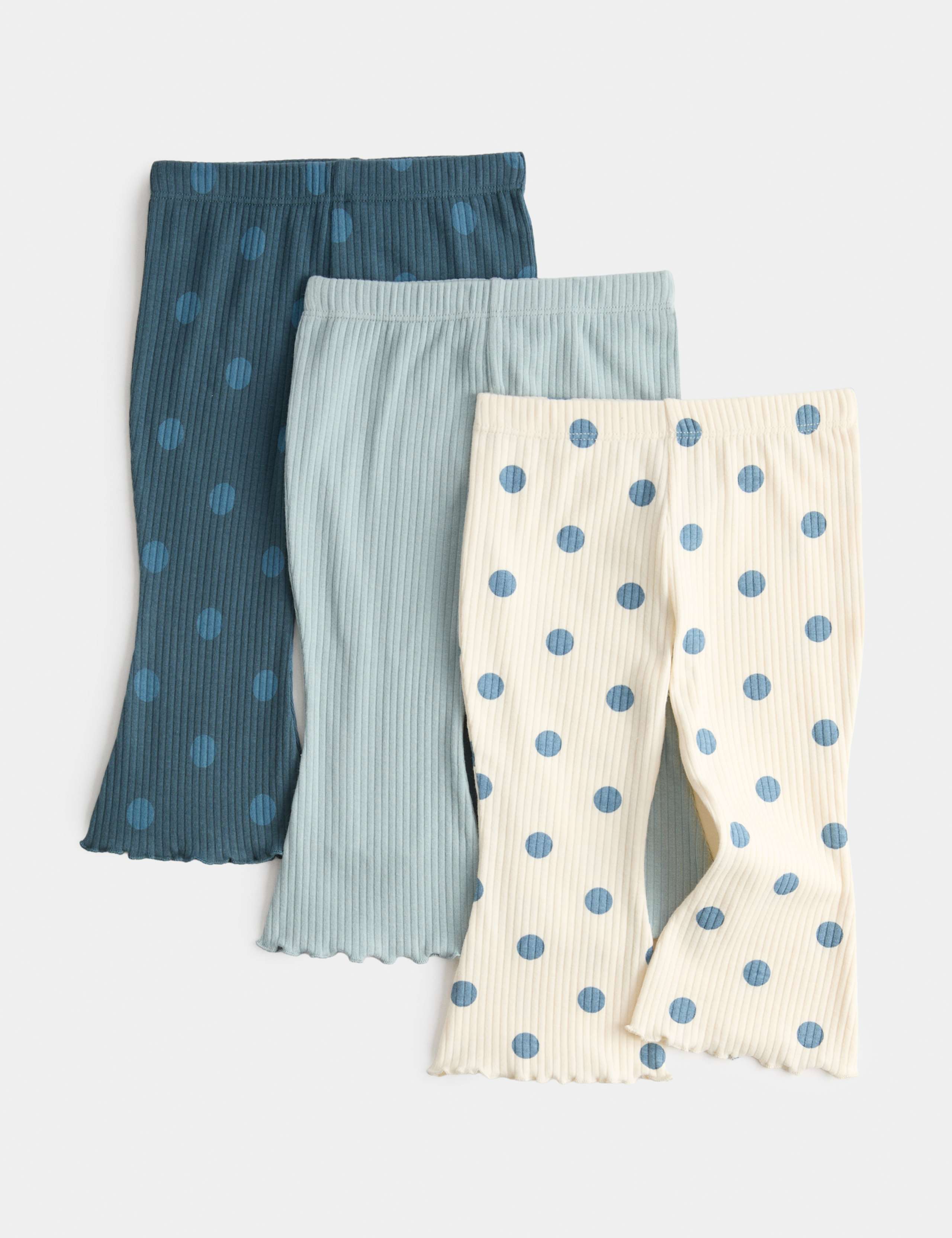 3 Pack Cotton Rich Spotty Kickflare Leggings (0-5 Yrs) 1 of 2