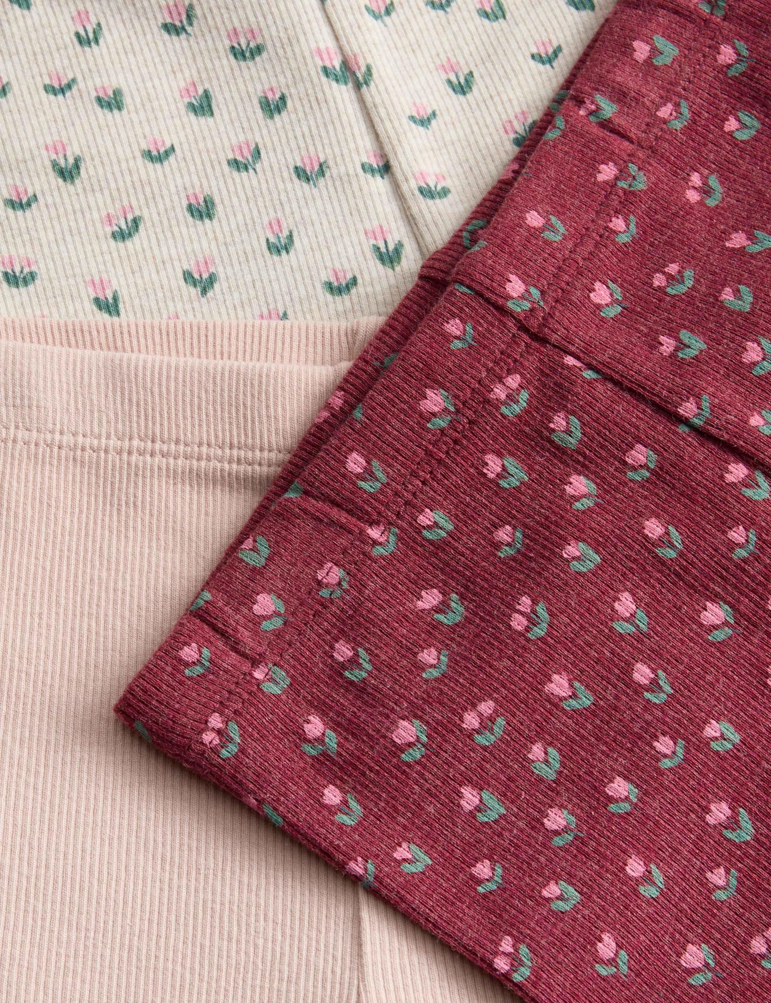 3pk Cotton Rich Ribbed Floral Leggings (0-6 Yrs) 2 of 2