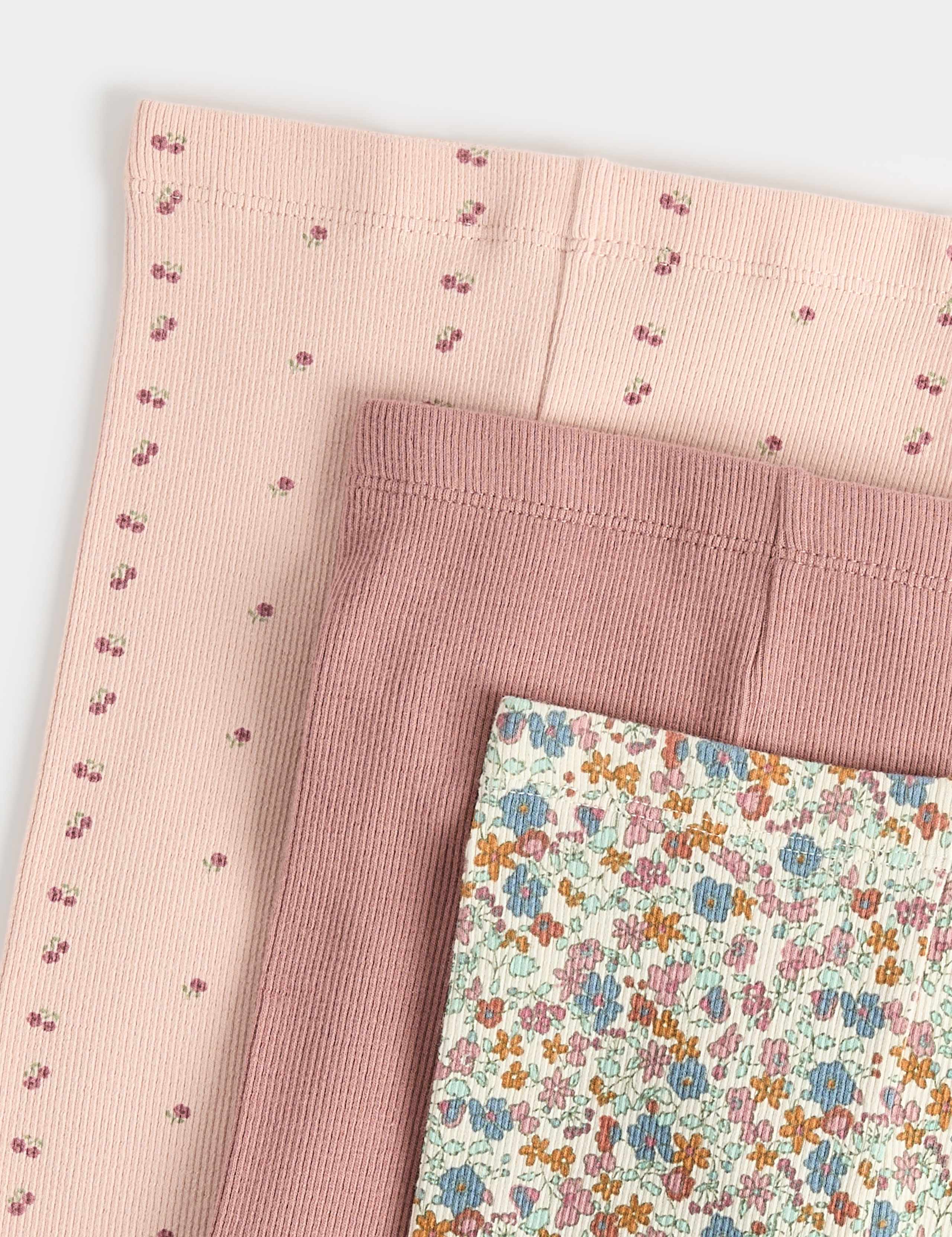 3 Pack Cotton Rich Jersey Floral Leggings (0-5 Yrs) 2 of 2