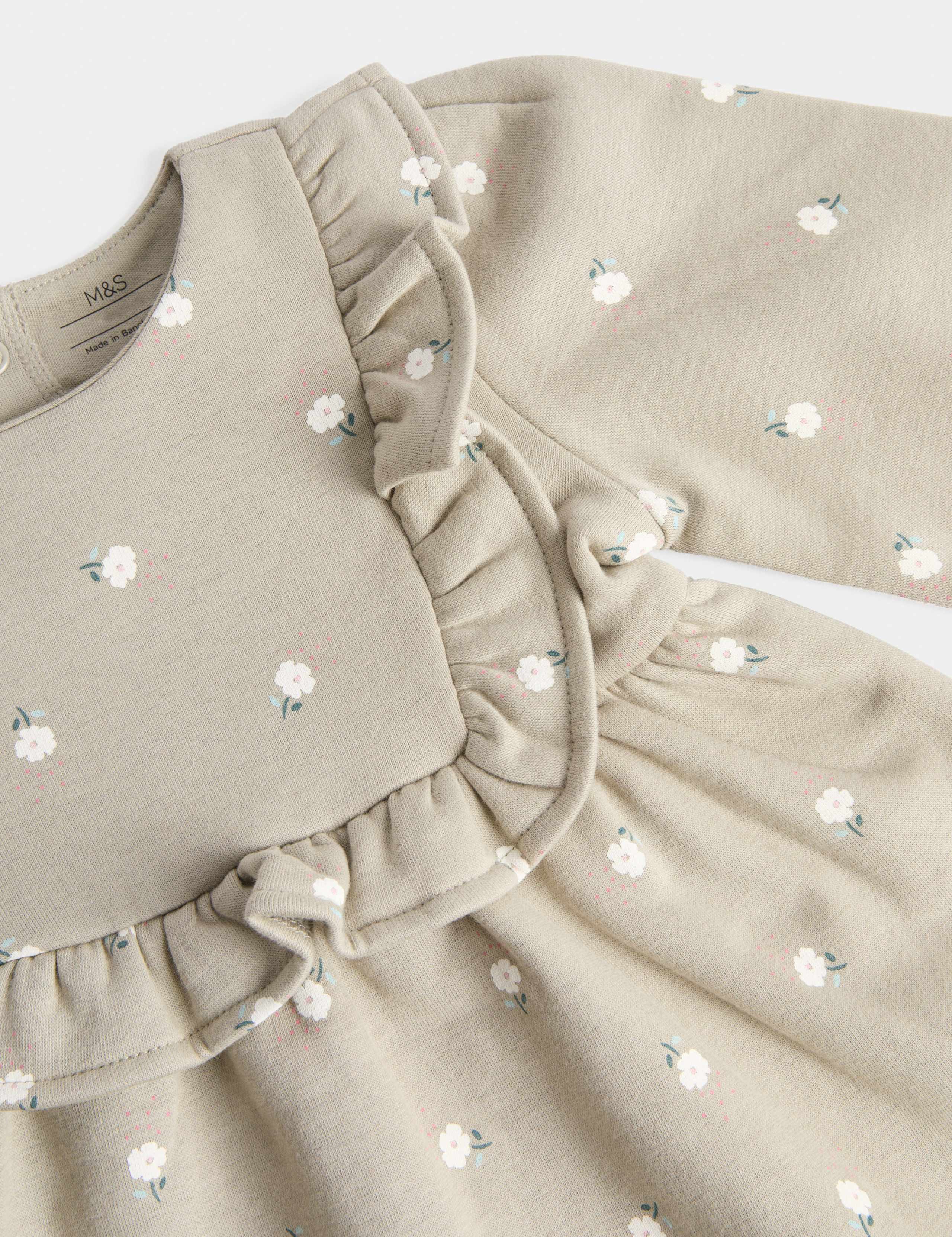 Cotton Rich Jersey Frill Dress (0-3 Yrs) 2 of 2