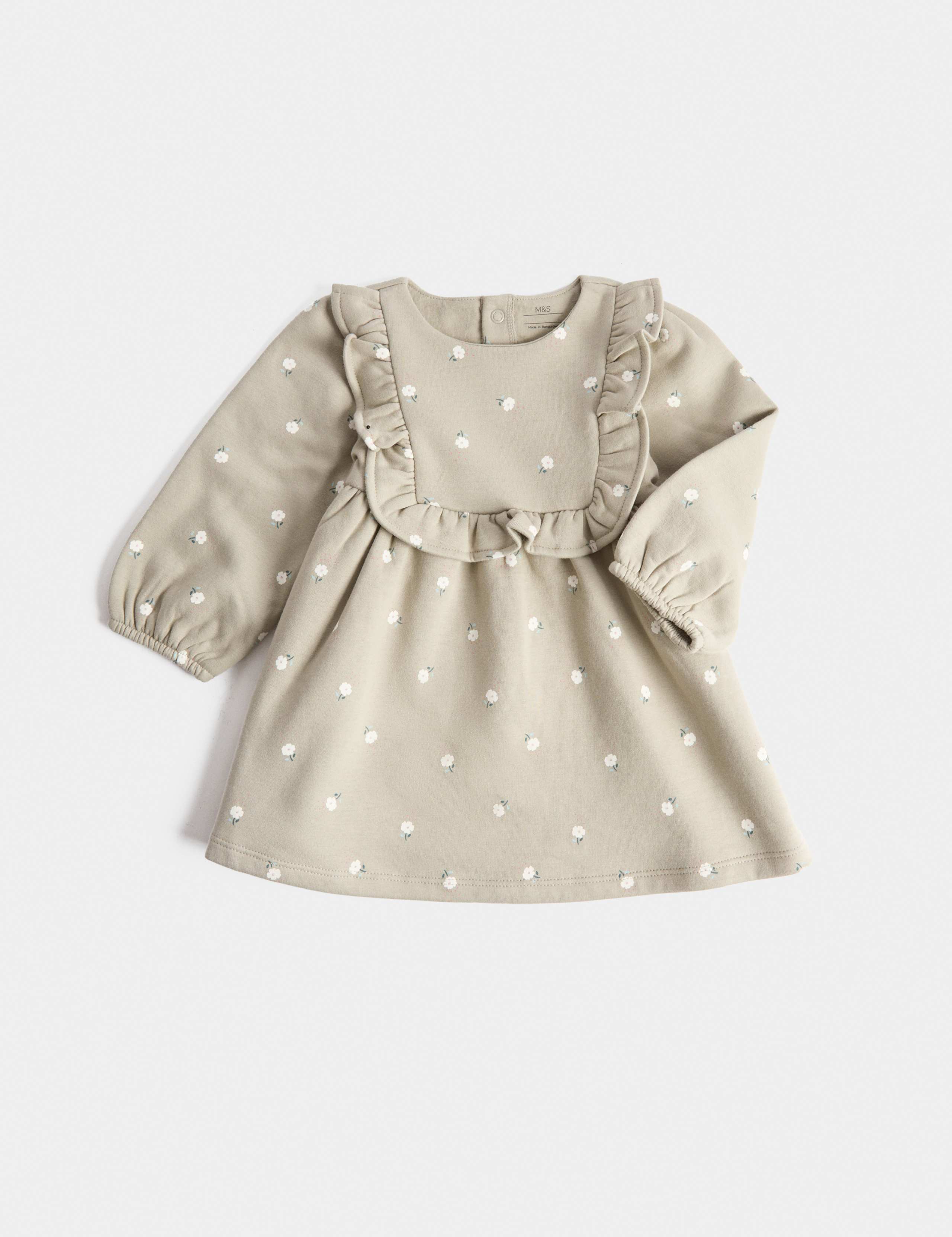 Cotton Rich Jersey Frill Dress (0-3 Yrs) 1 of 2