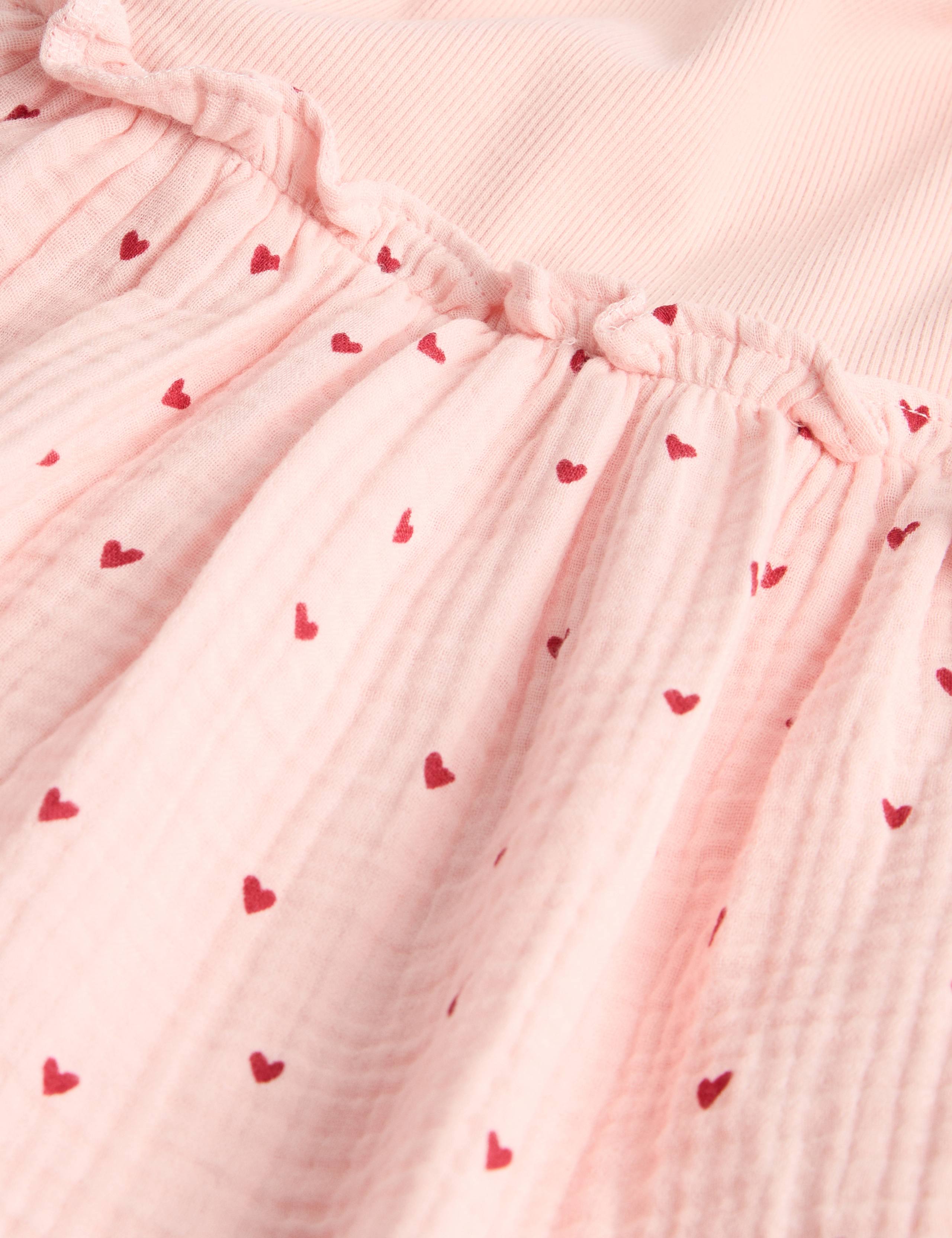 2pk Pure Cotton Heart Print Dress and Tights 3 of 3
