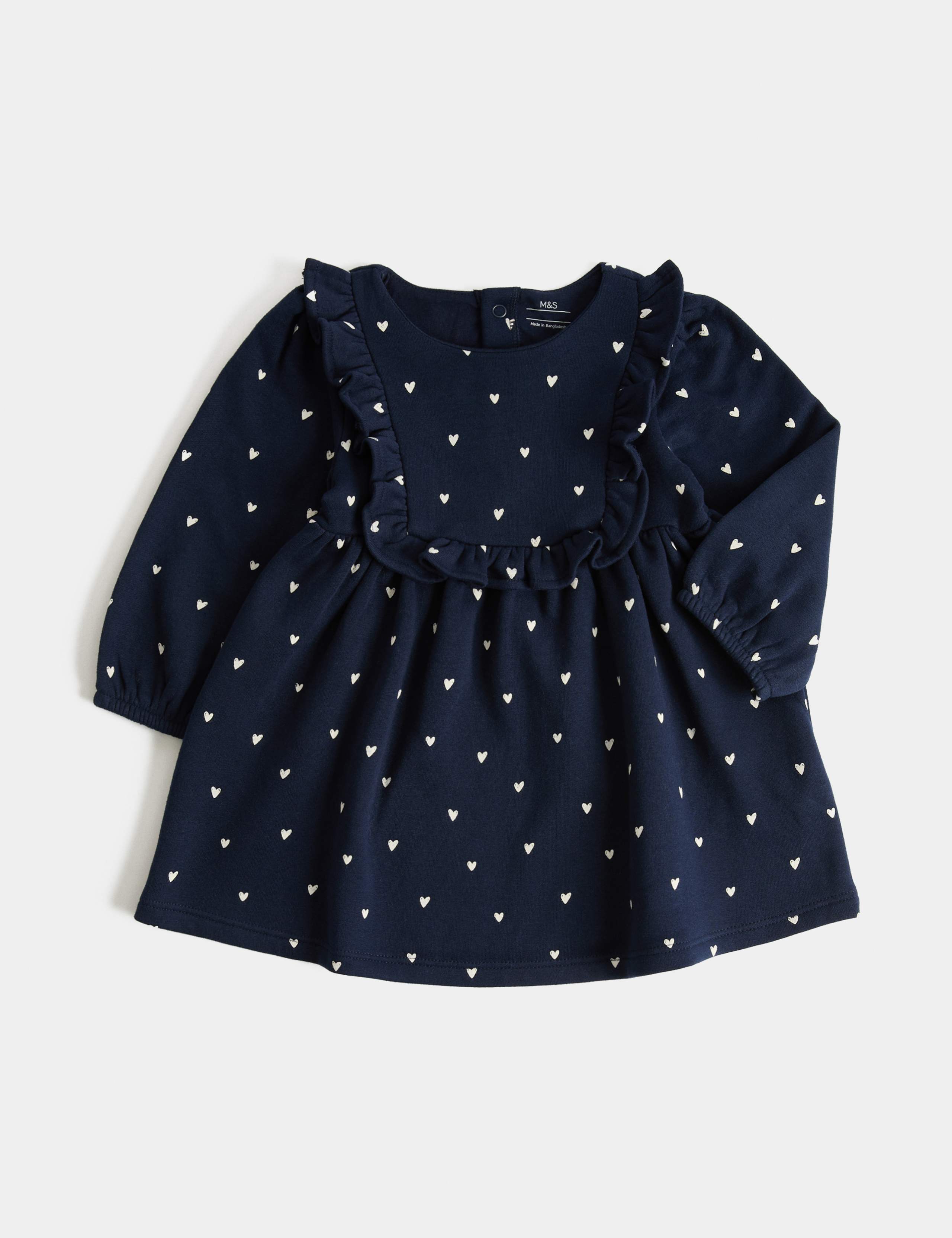 Cotton Rich Frill Heart Print Dress (0-3 Yrs) 1 of 1