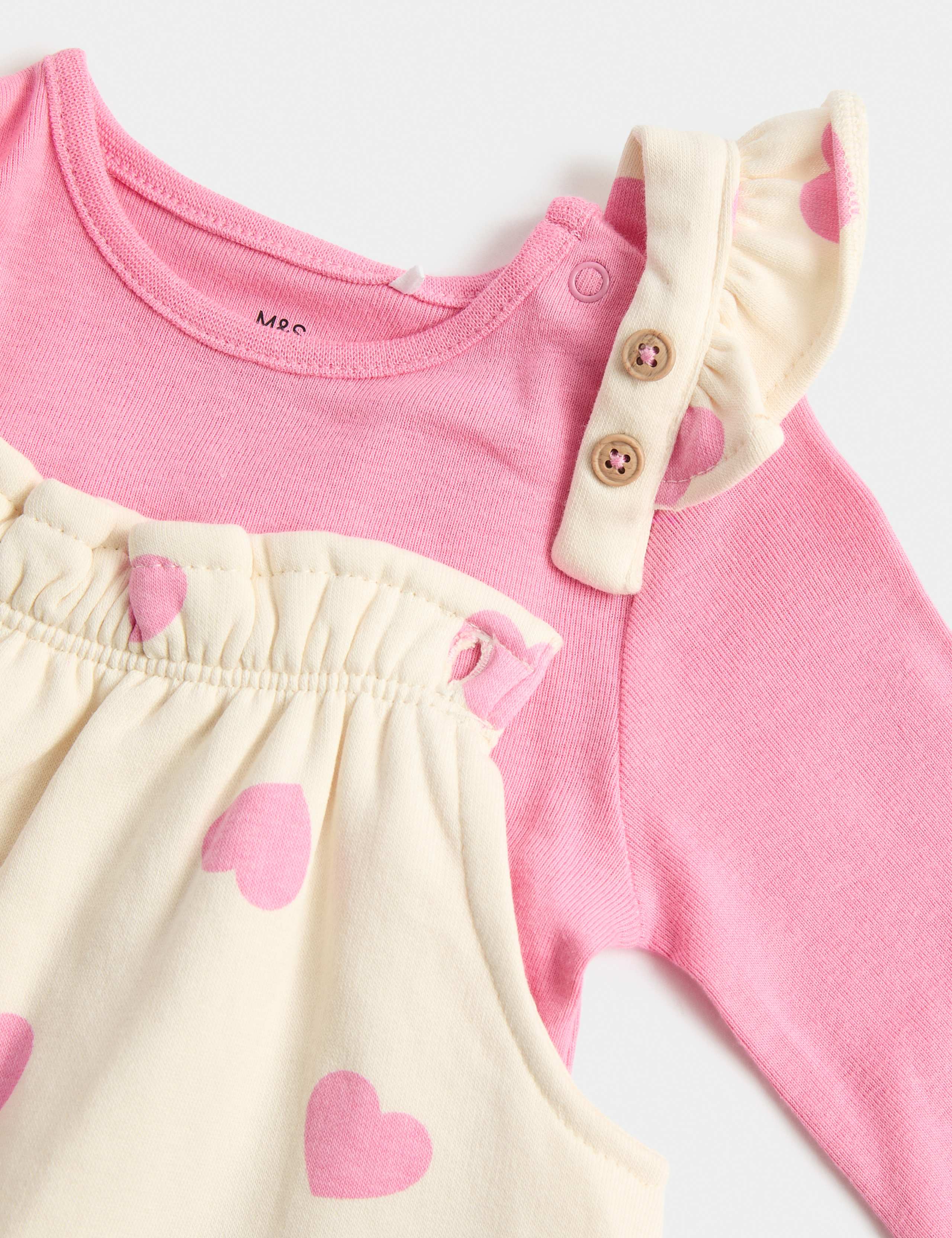 2pc Heart Dungaree and Bodysuit (0-3 Yrs) 2 of 3