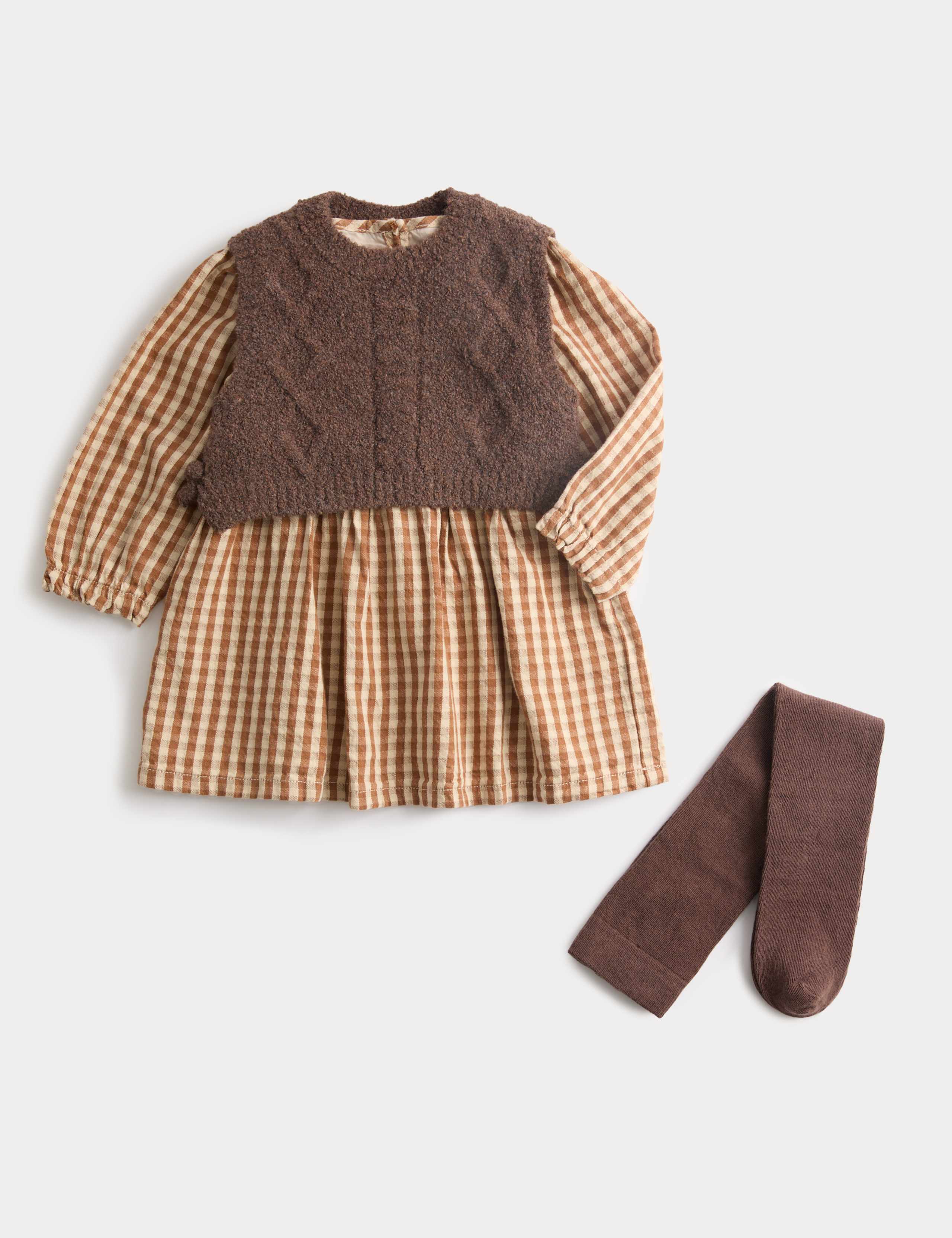 Checked Dress with Tights (0-6 Yrs) 1 of 3