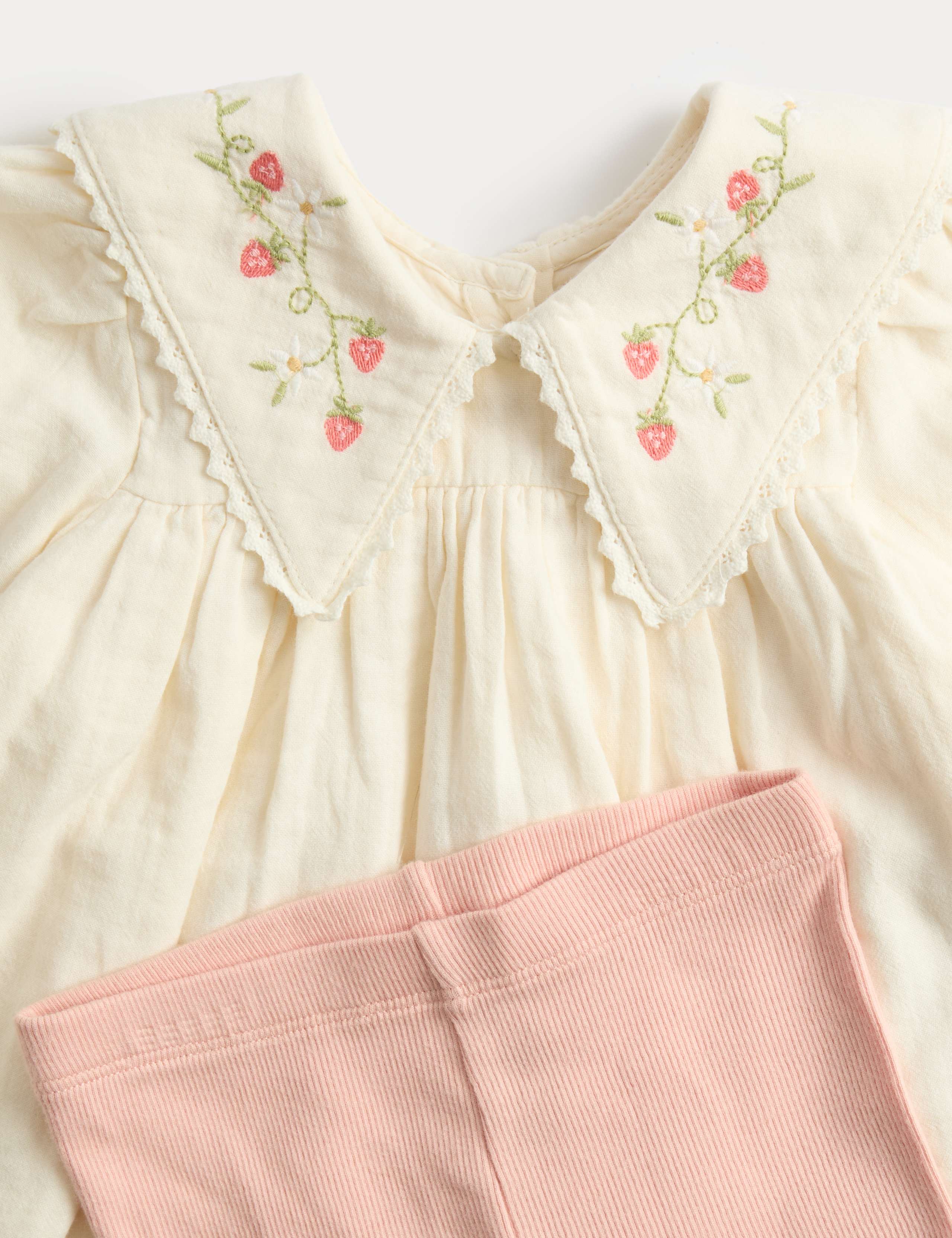 2 Piece Cotton Rich Embroidered Outfit (0-3 Yrs) 3 of 3