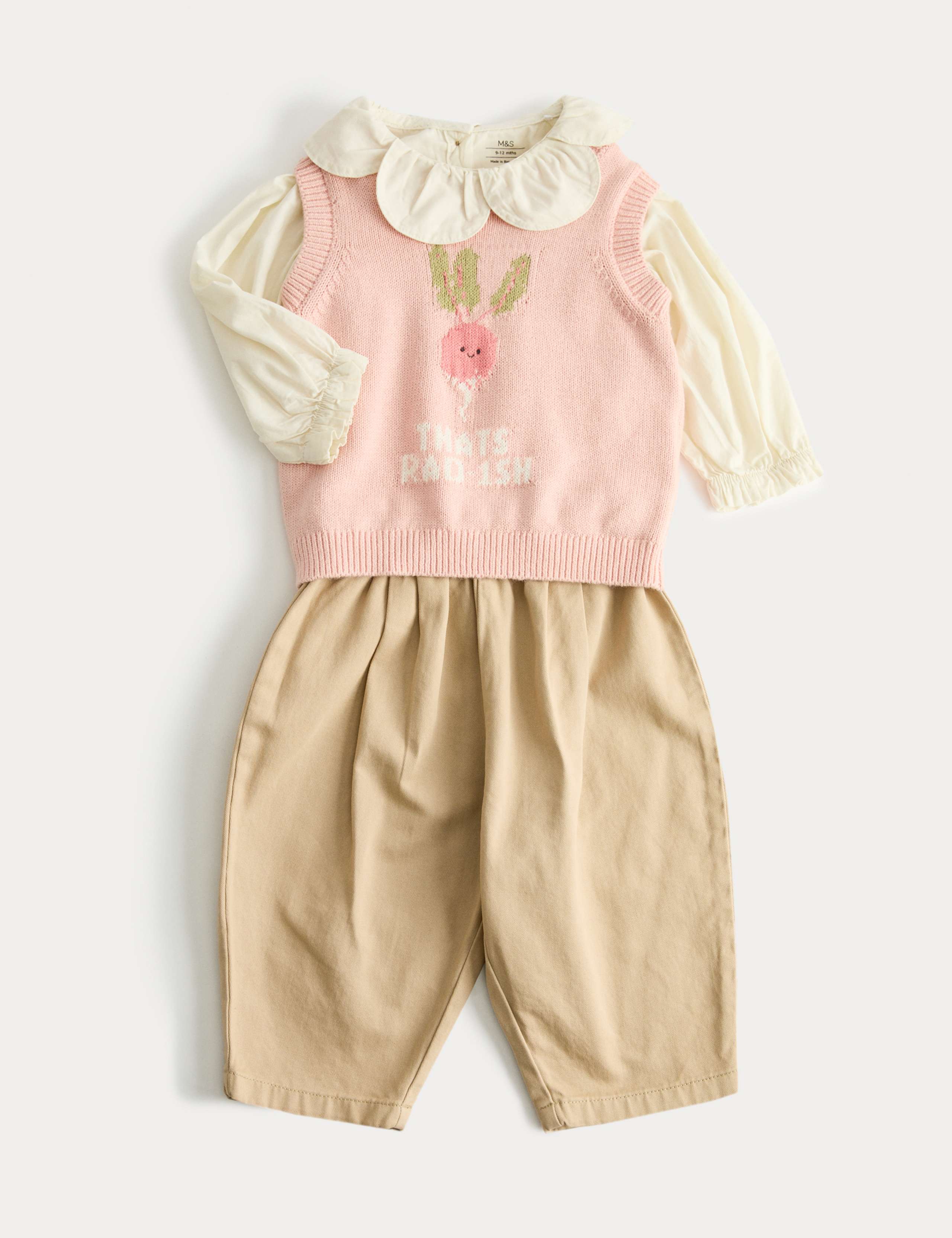 3 Piece Pure Cotton Tank Top & Trousers Outfit (0-3 Yrs) 2 of 5