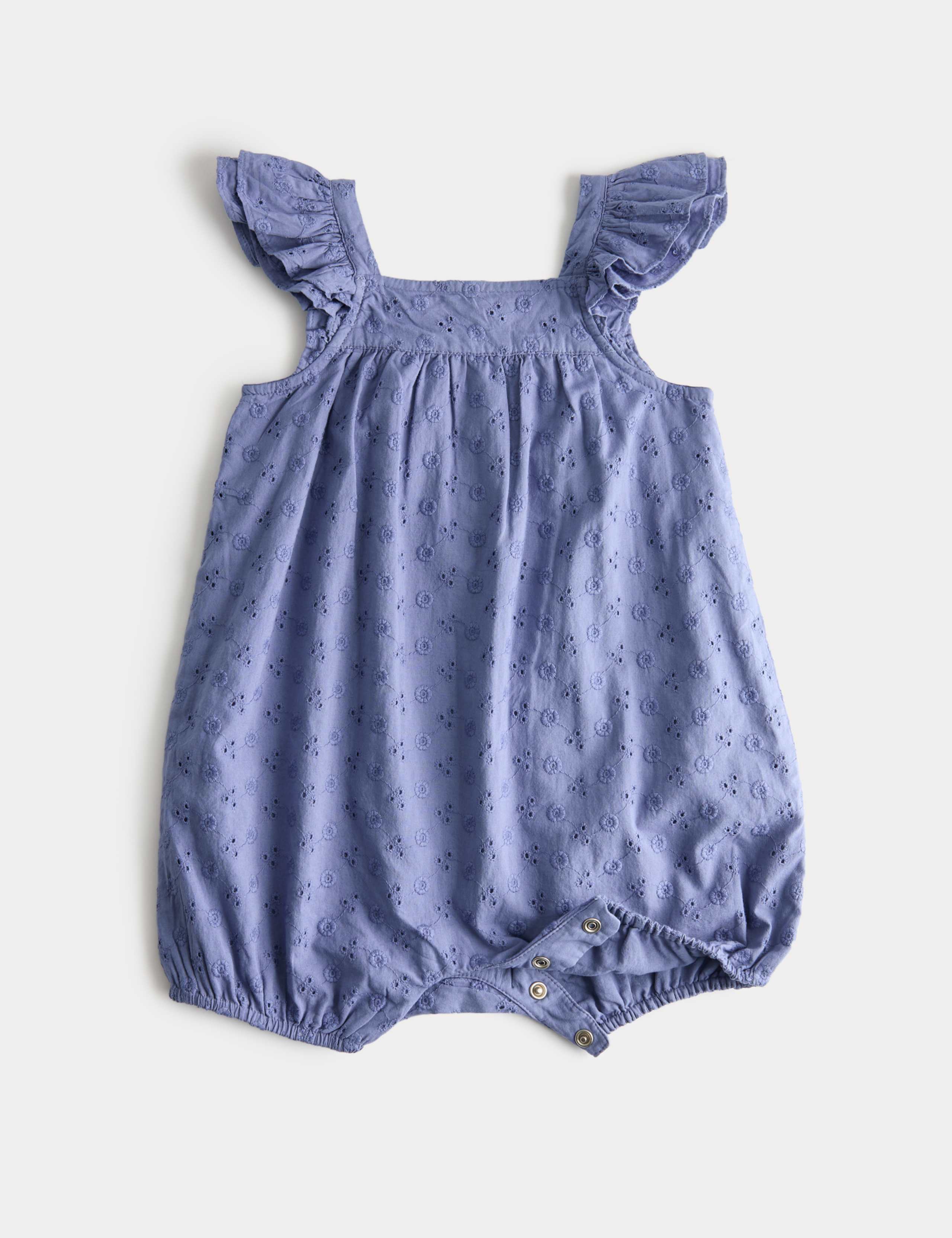 Pure Cotton Broderie Romper (0-3 Yrs) 1 of 3