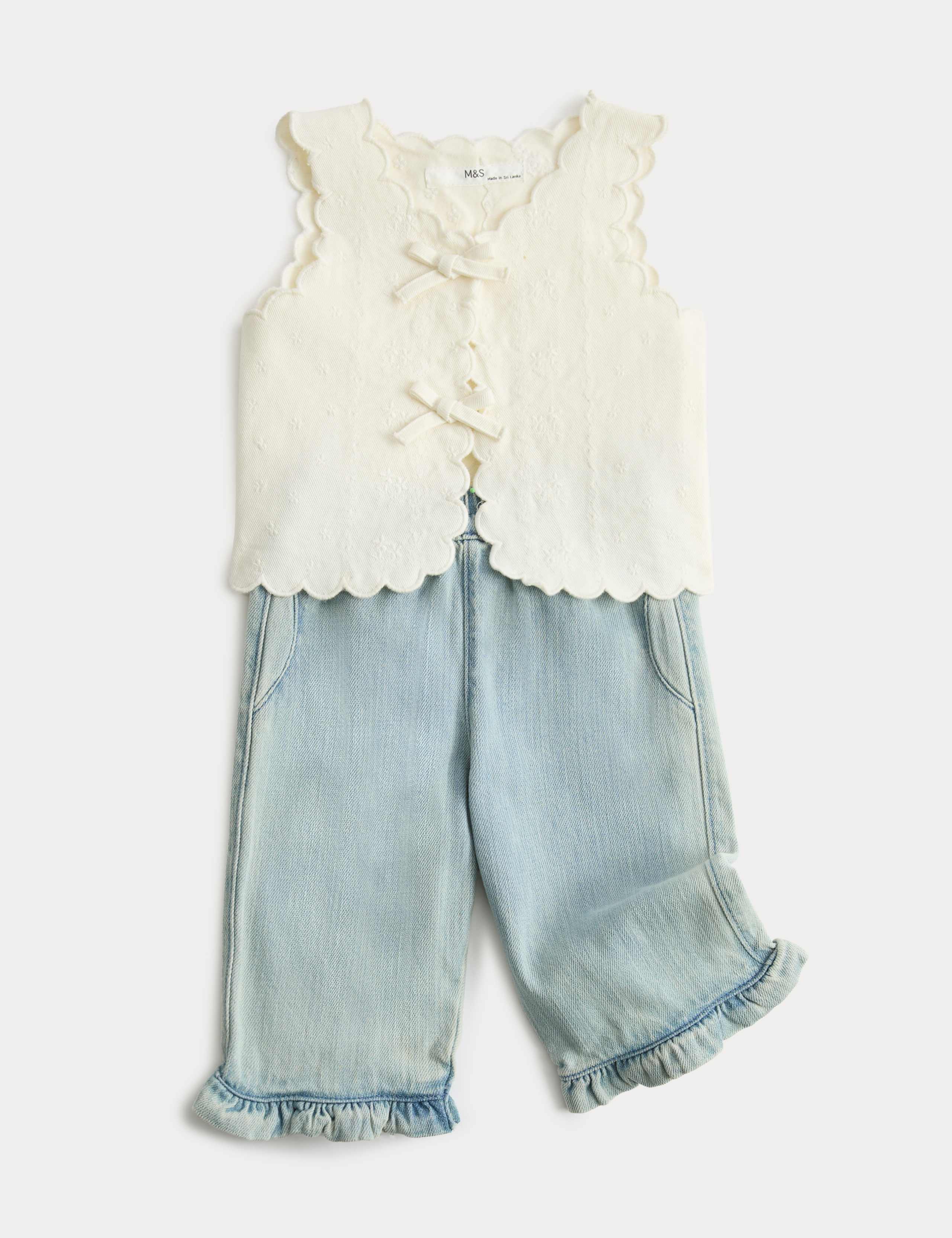 2 Piece Tie Front Waistcoat with Jeans (0-5 Yrs) 1 of 2