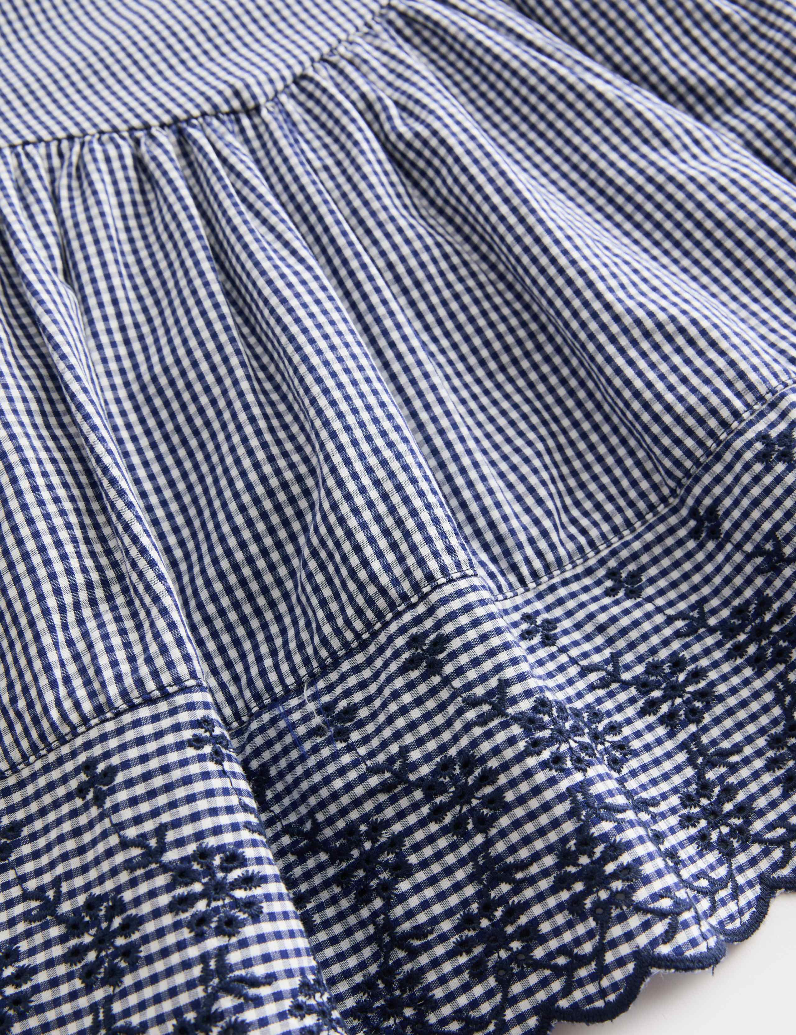 Pure Cotton Embroidered Gingham Dress (0-5 Yrs) 2 of 3