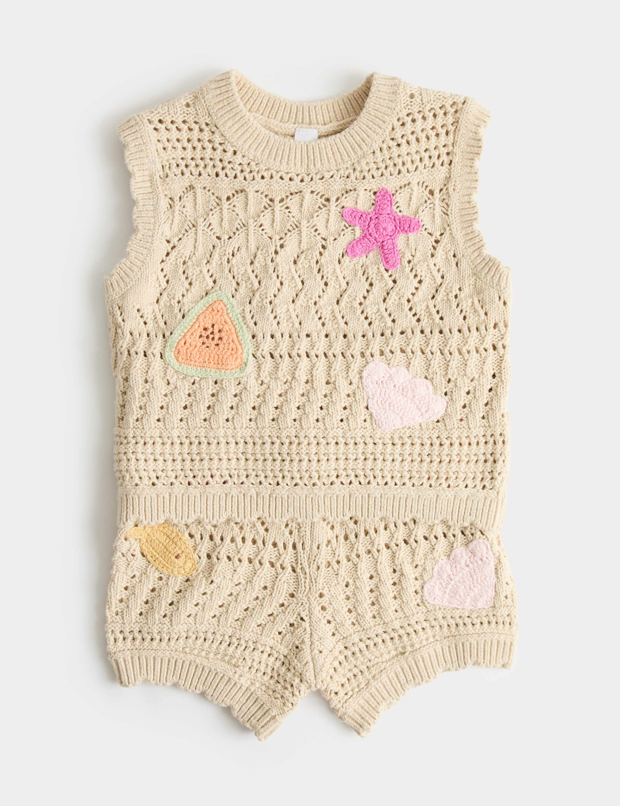 2 Piece Pure Cotton Seashell Crochet Outfit (0-5 Yrs) 1 of 3