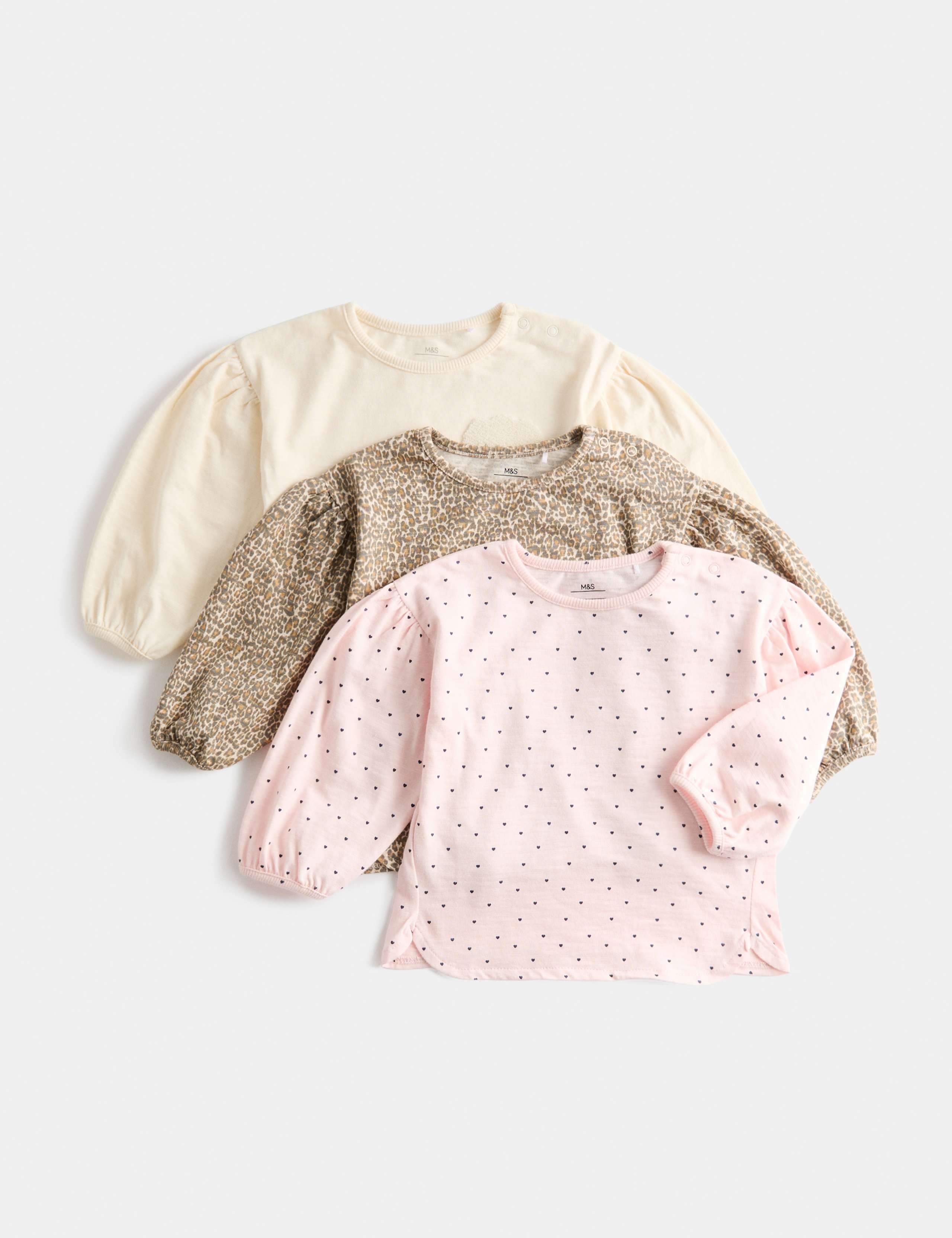 3 Pack Pure Cotton Printed Tops (0-5 Yrs) 1 of 2