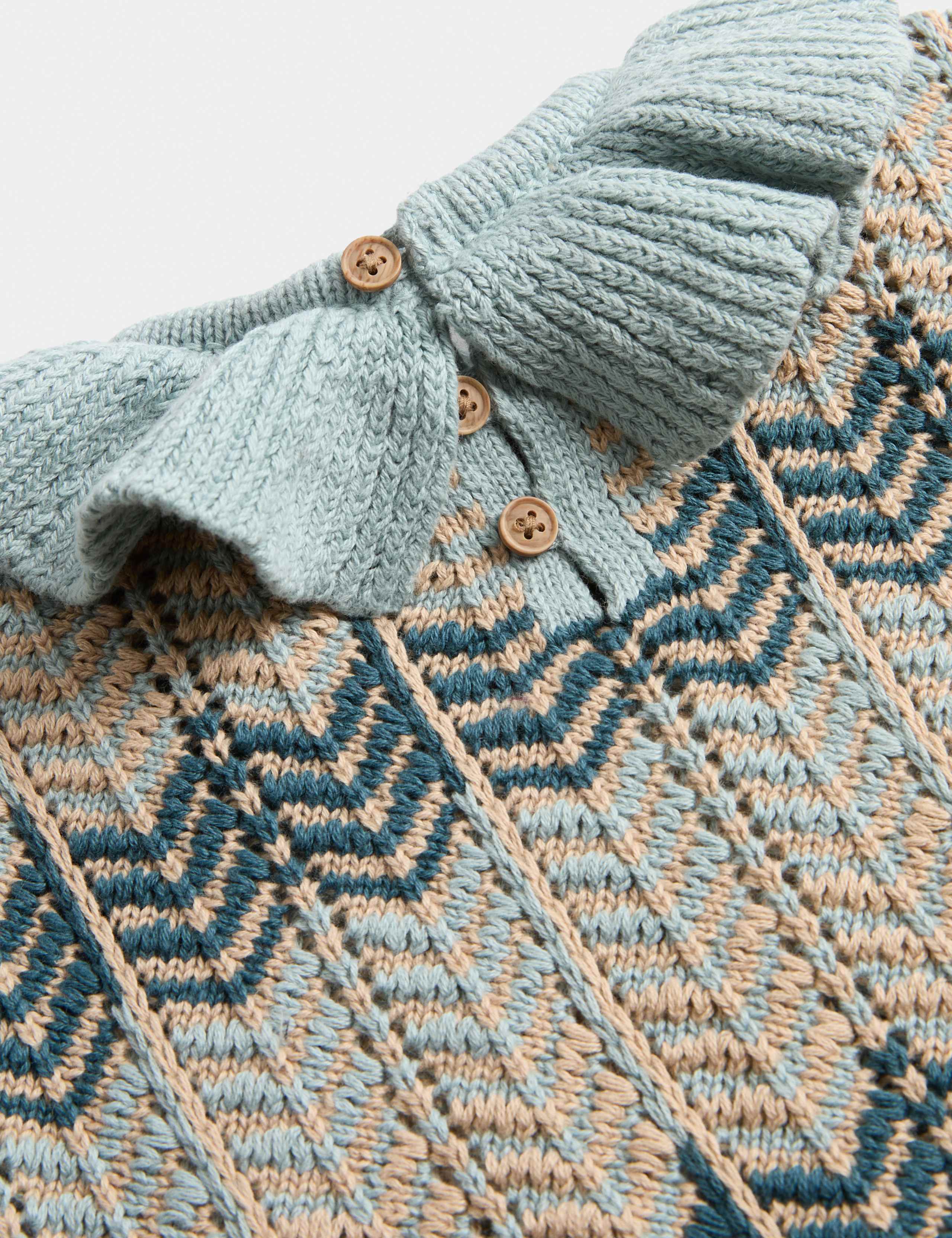Pure Cotton Collared Knitted Jumper (0-5 Yrs) 2 of 2