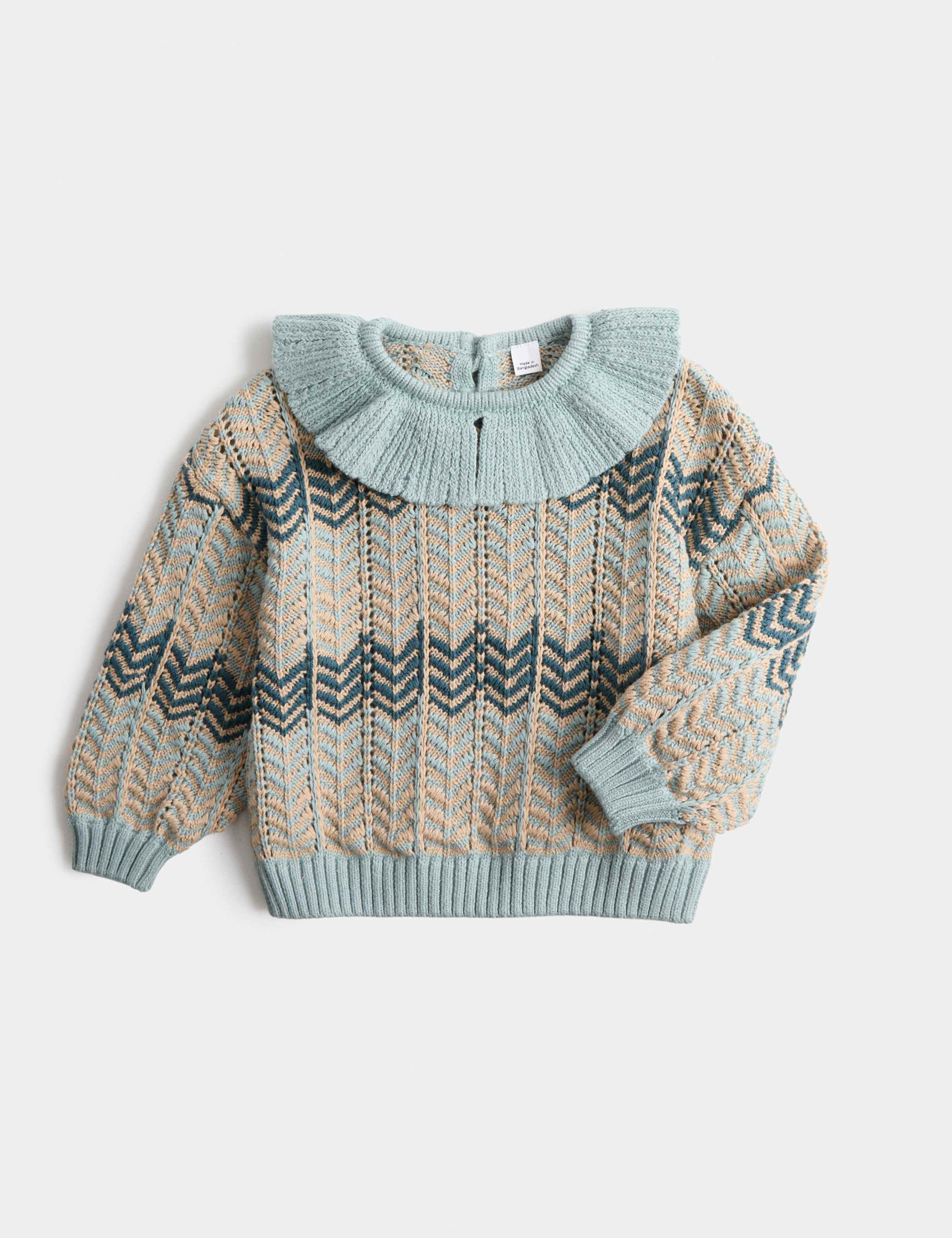 Pure Cotton Collared Knitted Jumper (0-5 Yrs) 1 of 2