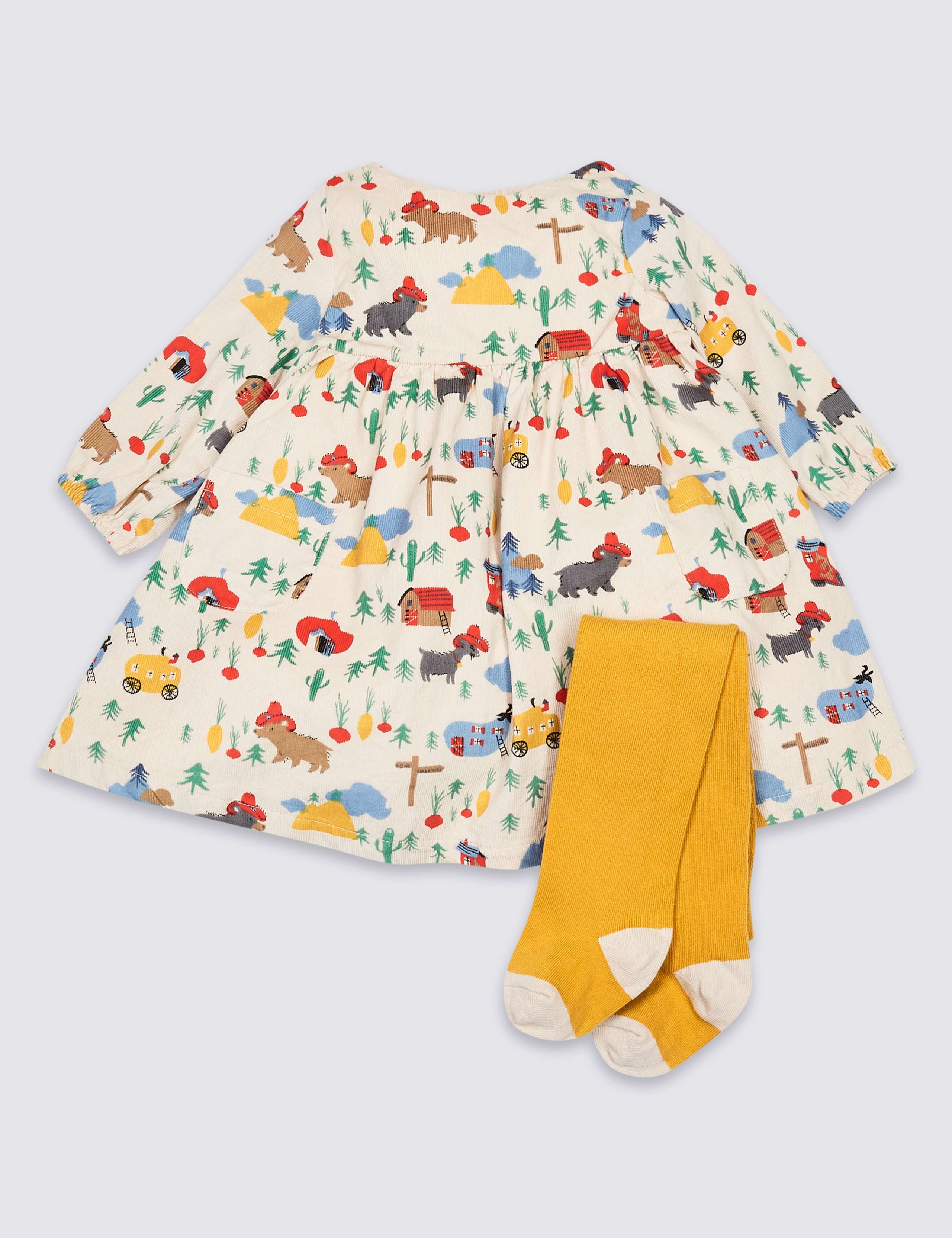 All Over Print Cord Dress with Tights 1 of 5