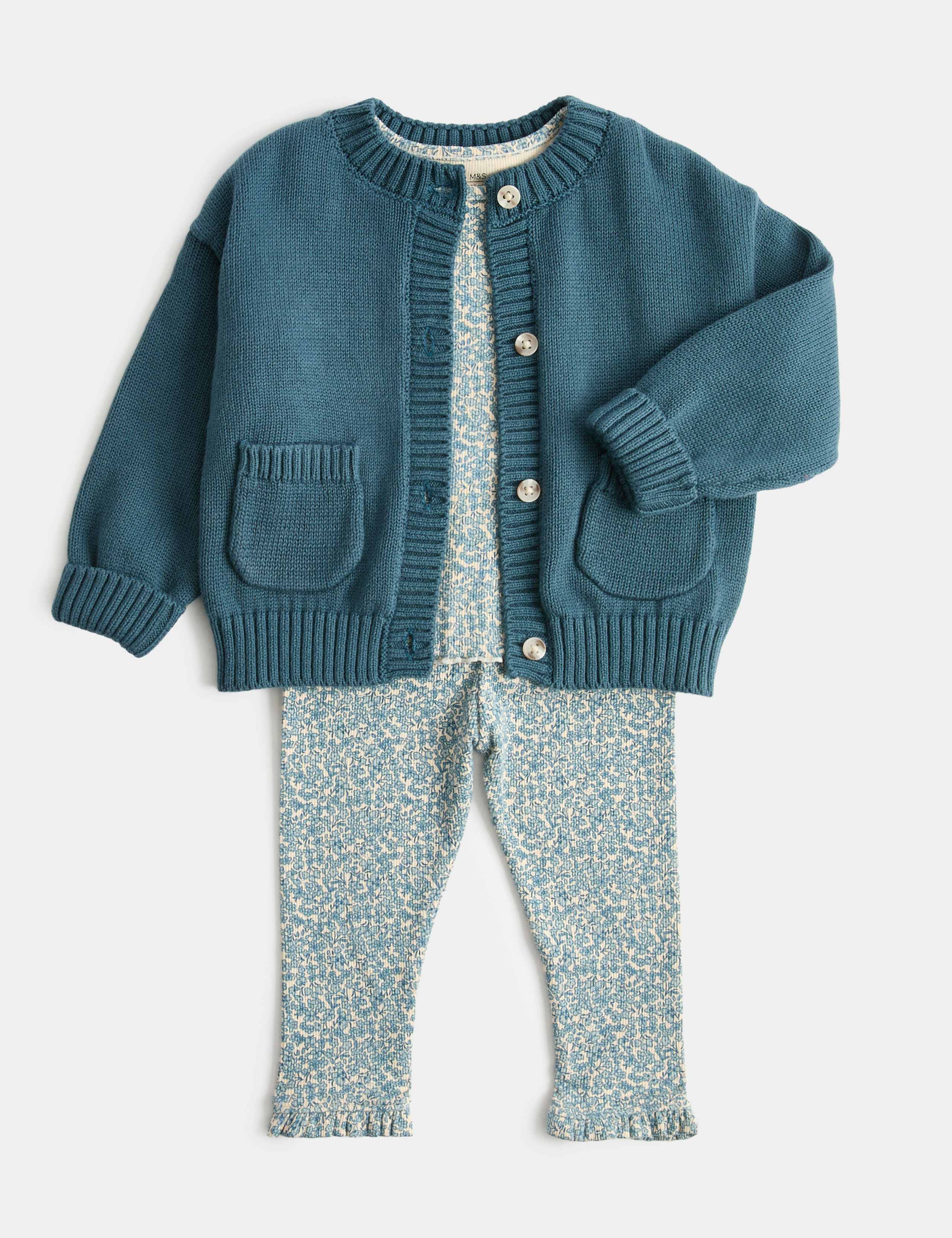 3 Piece Cotton Rich Jersey Outfit (0-3 Yrs) 1 of 3