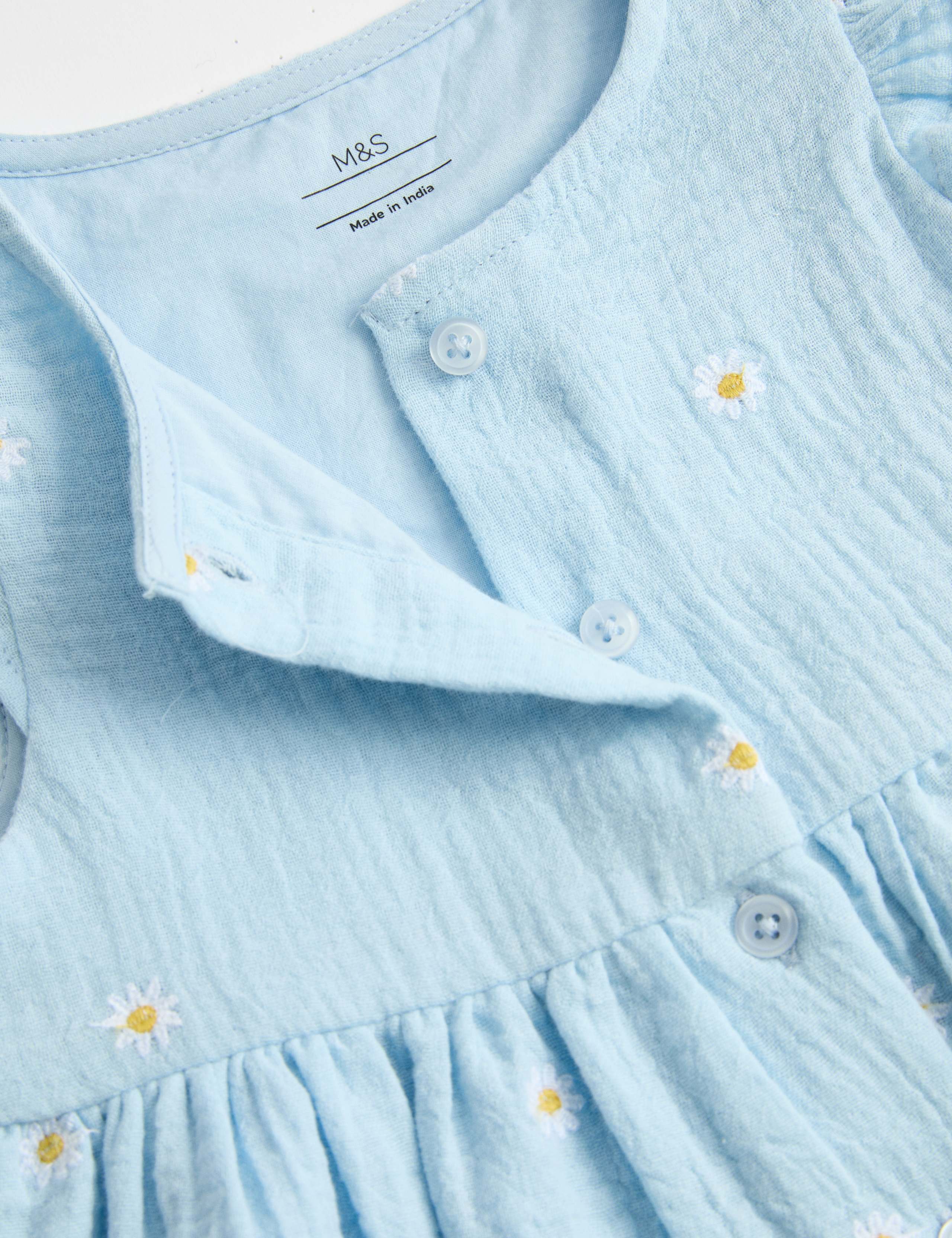 Pure Cotton Embroidered Button Up Dress (0-3 Yrs) 2 of 2