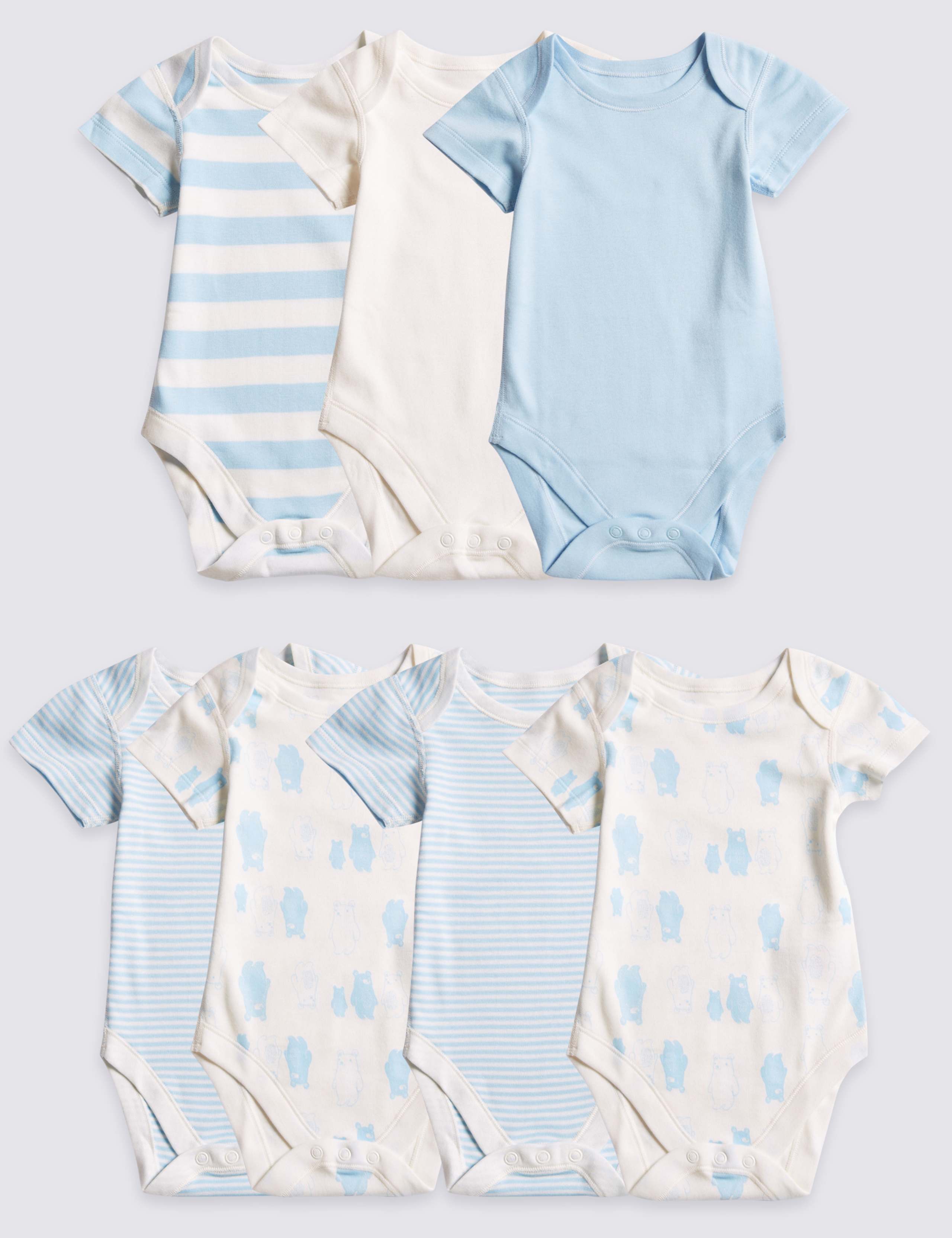 7 Pack Boys' Bear Short Sleeve Bodysuits 1 of 8