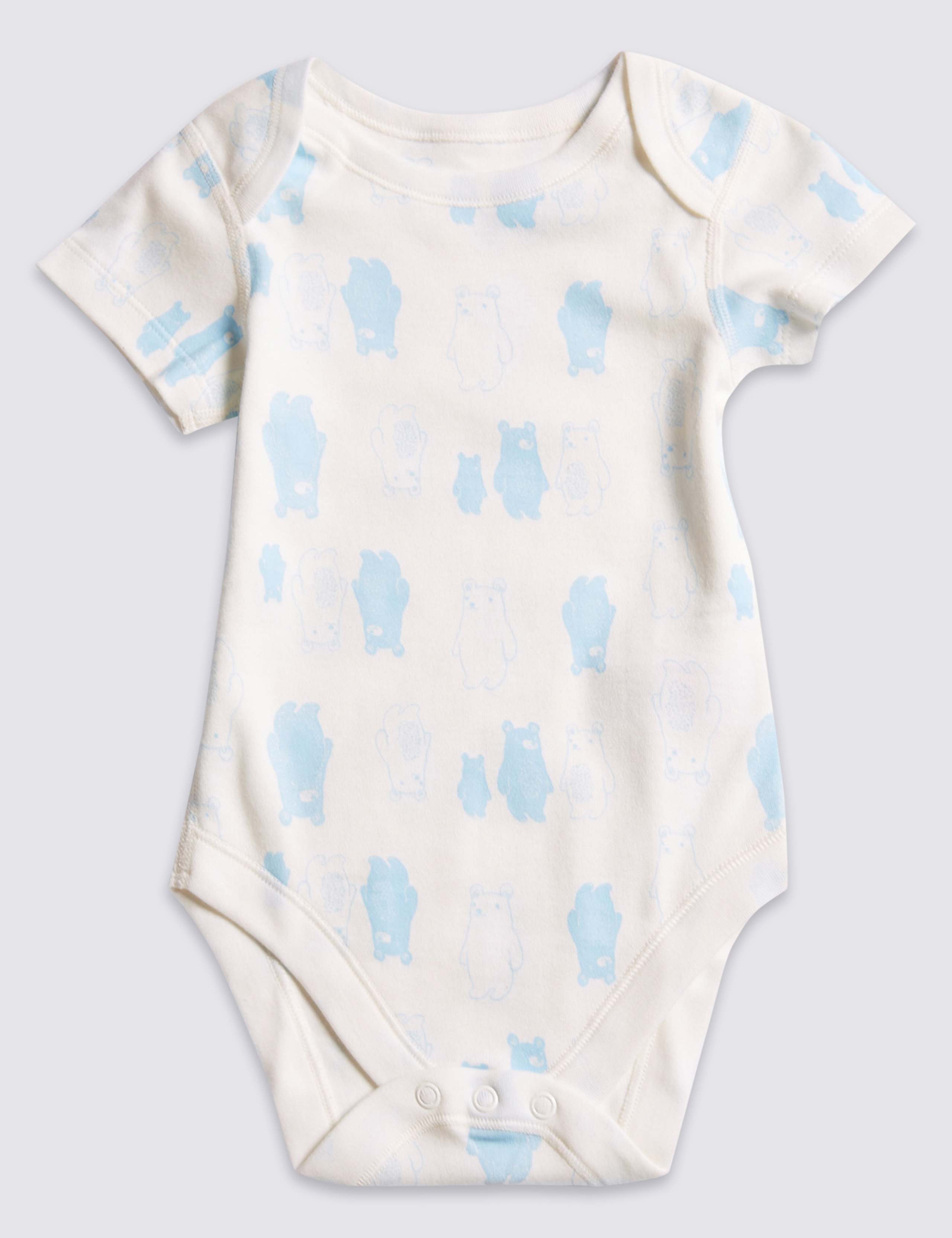 7 Pack Boys' Bear Short Sleeve Bodysuits 2 of 8