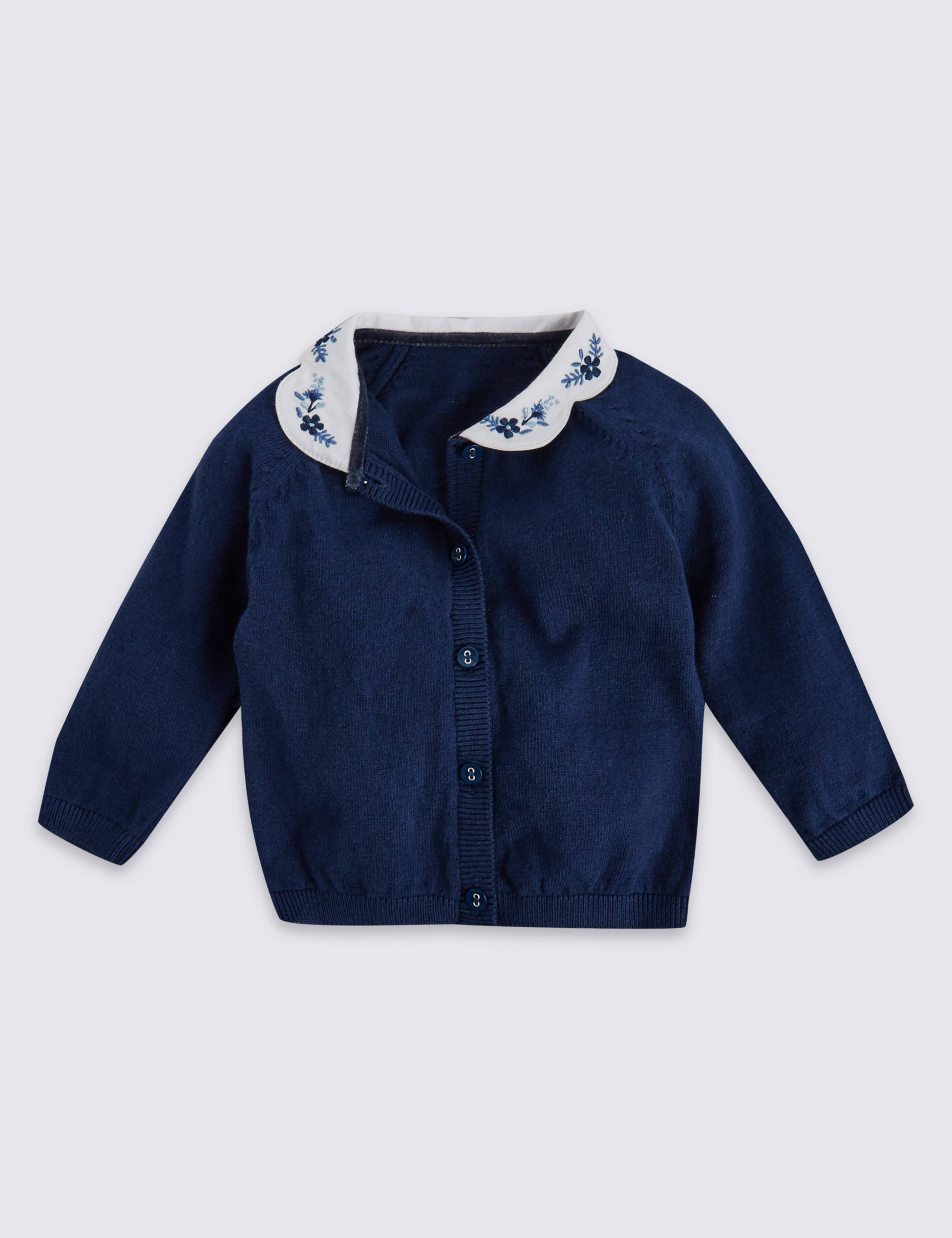Cotton Rich Collared Cardigan with Cashmere 1 of 3