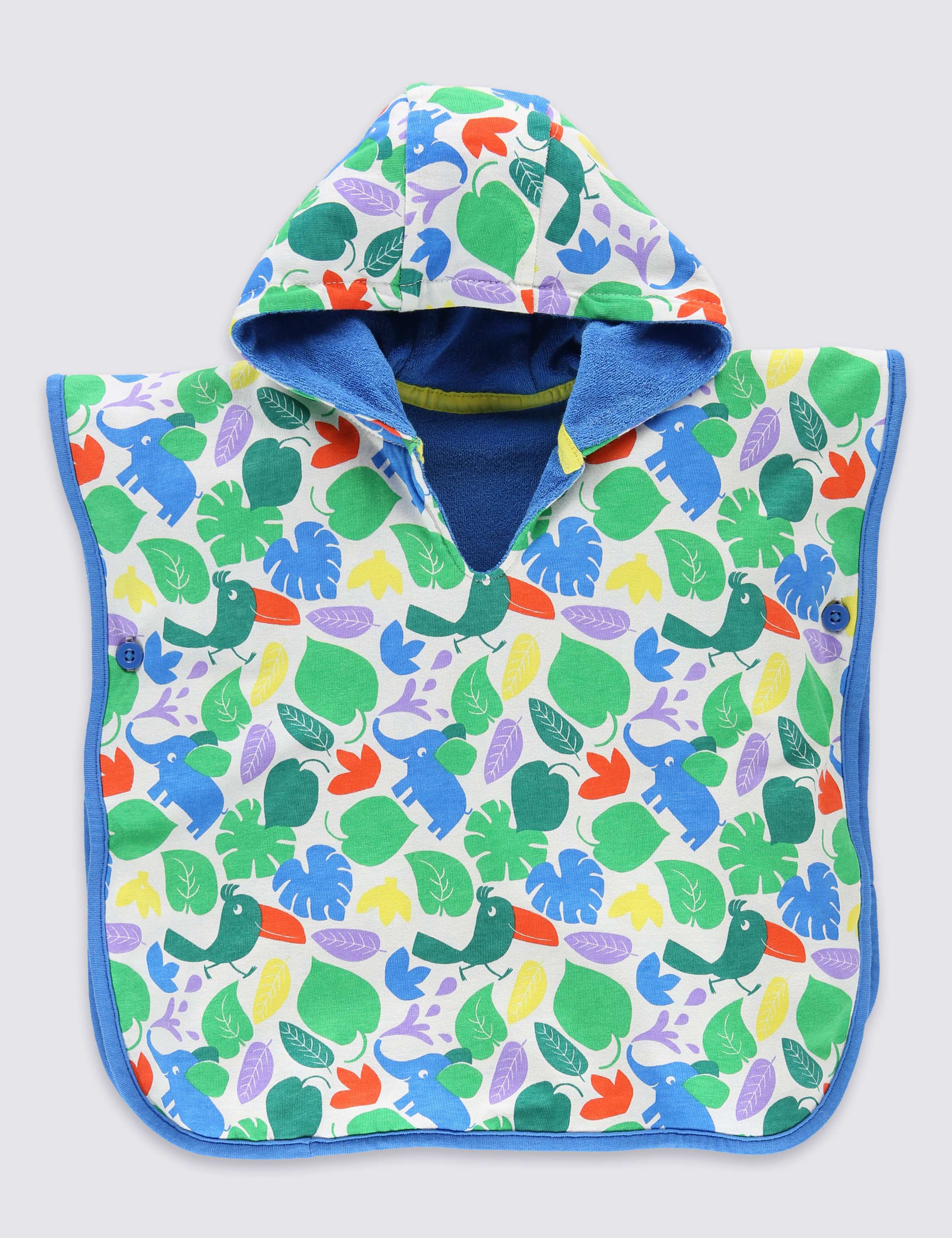 Pure Cotton Jungle Print Poncho Towel 1 of 3