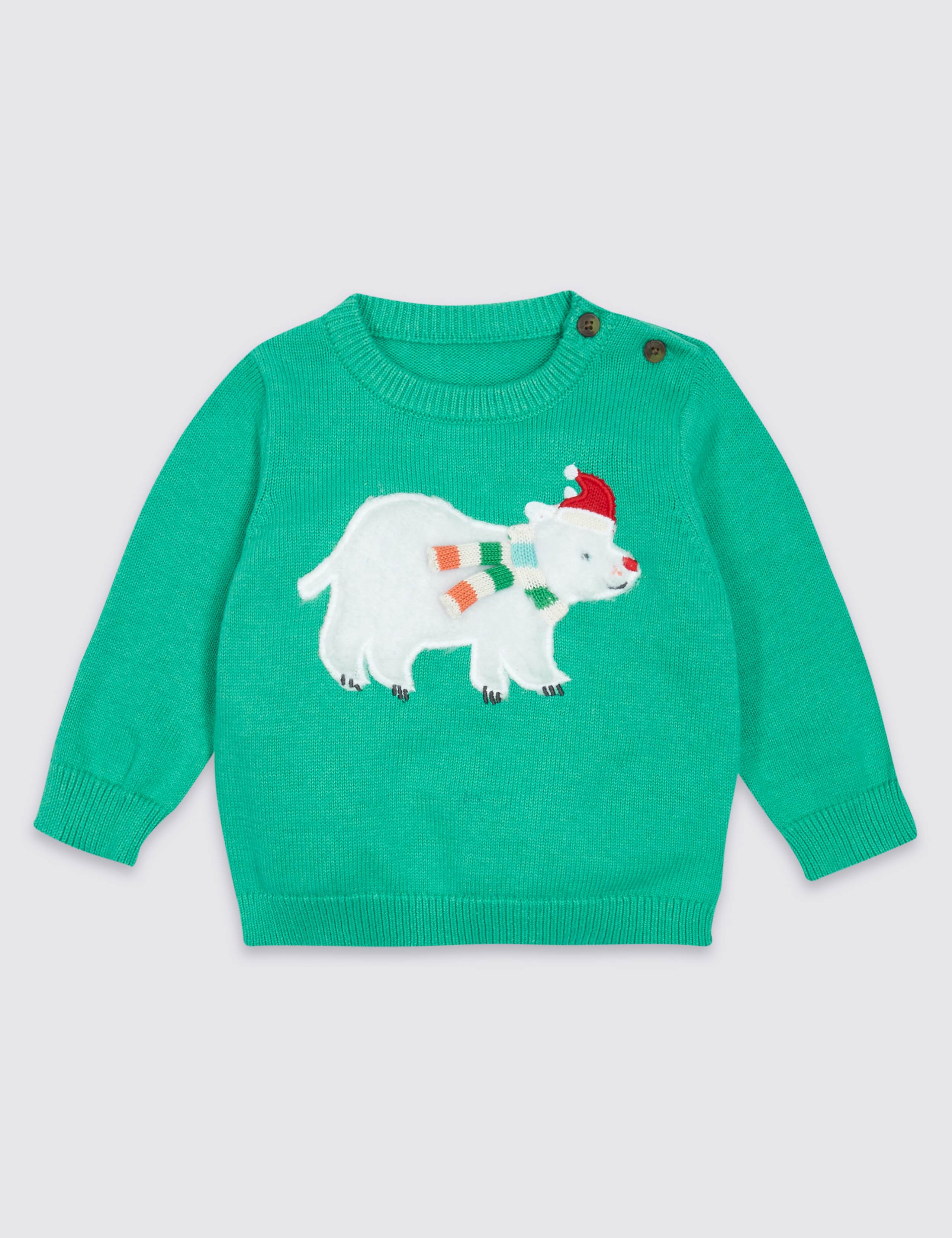 Pure Cotton Polar Bear Christmas Jumper 1 of 5