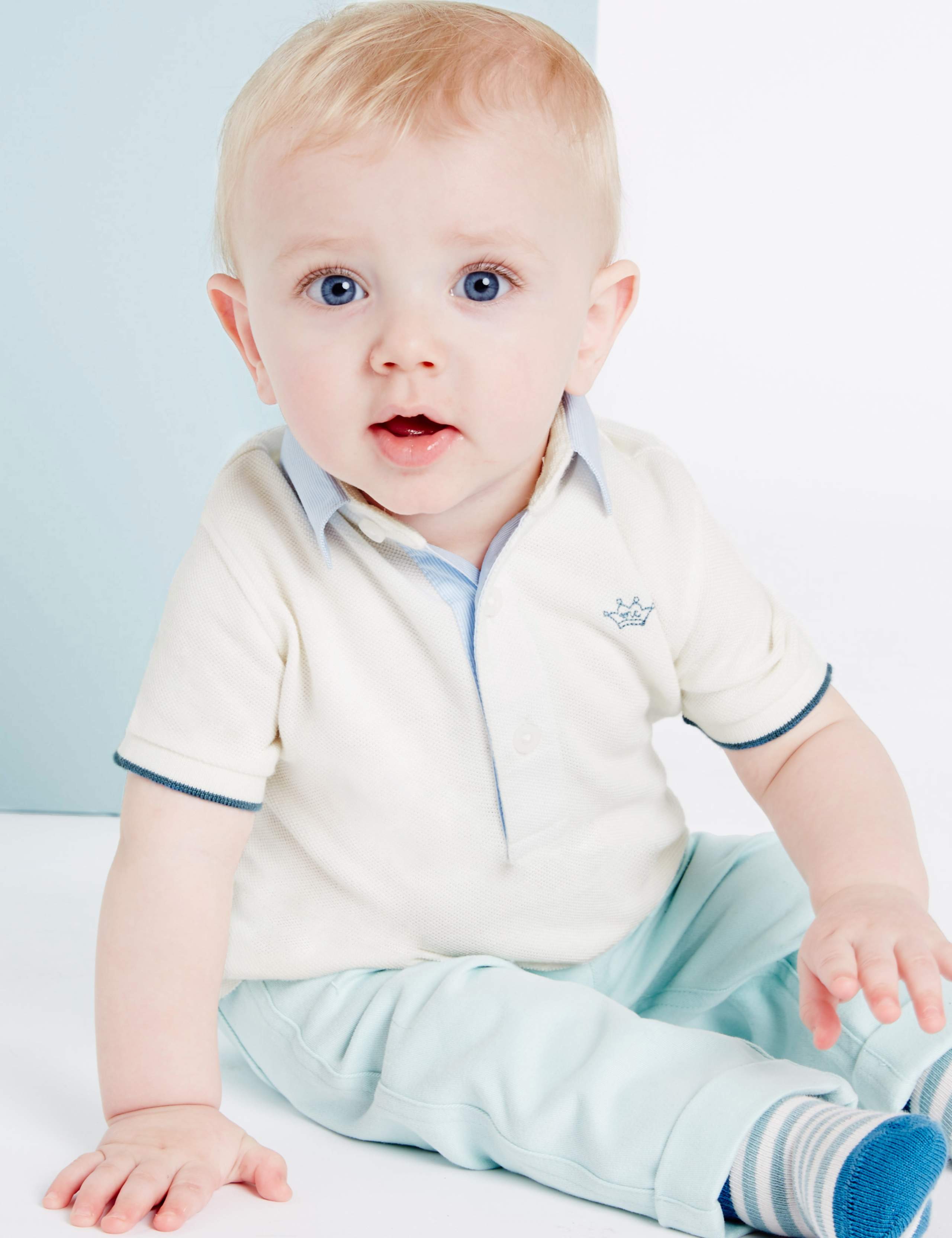 Boys Woven Collar Pique Polo (3 Months - 5 Years) 1 of 5