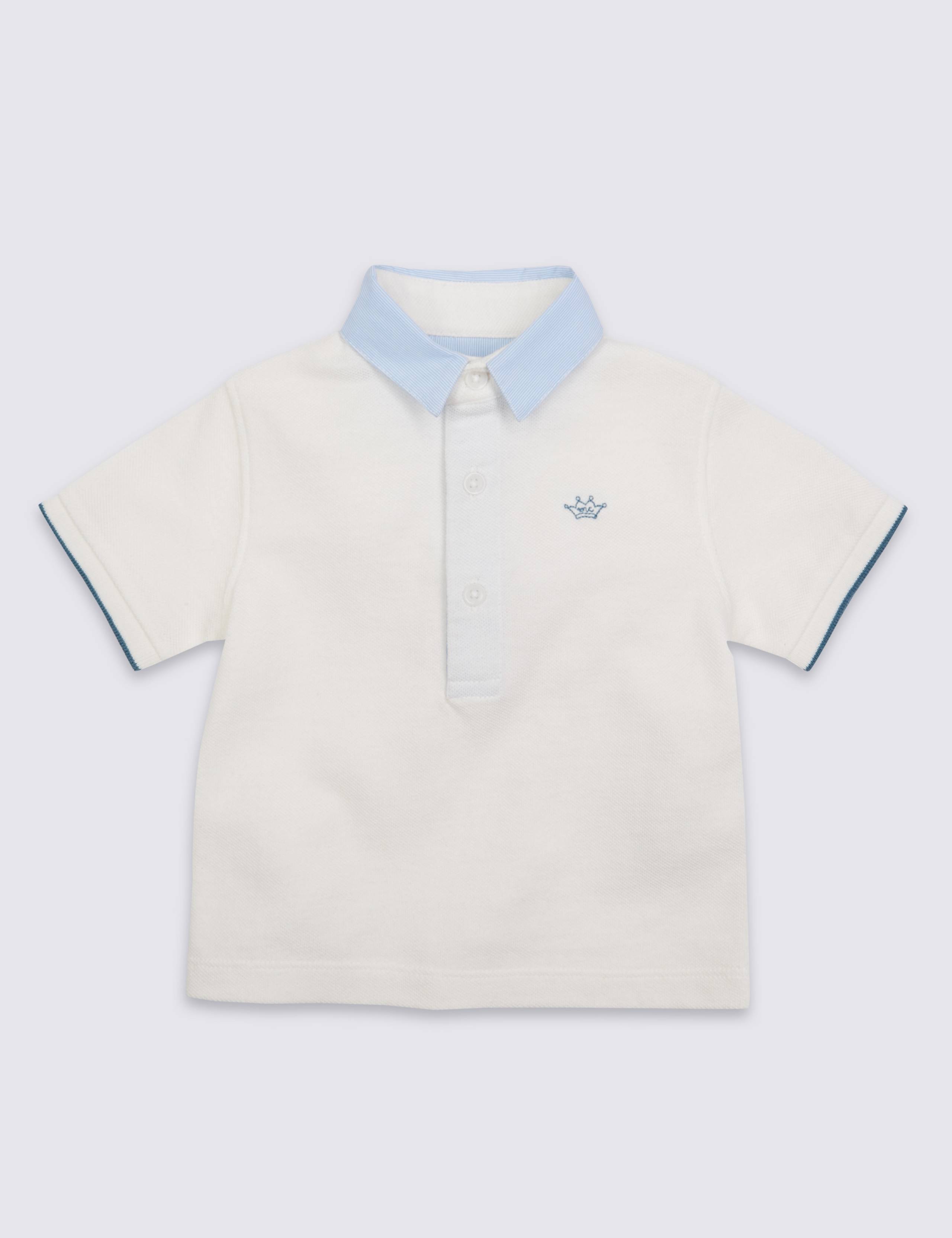 Boys Woven Collar Pique Polo (3 Months - 5 Years) 2 of 5