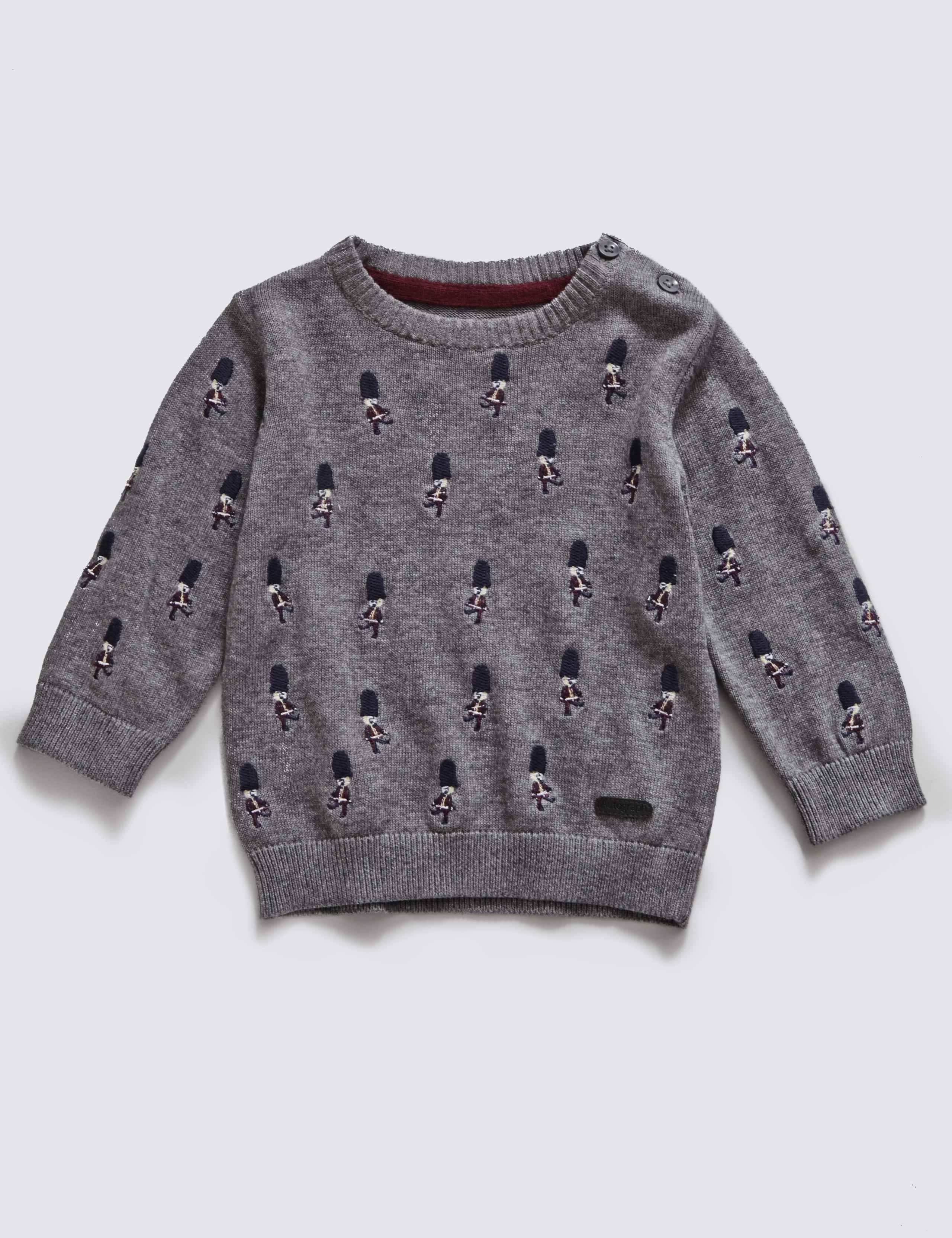 Pure Cotton Soldier Embroidered Jumper 1 of 1