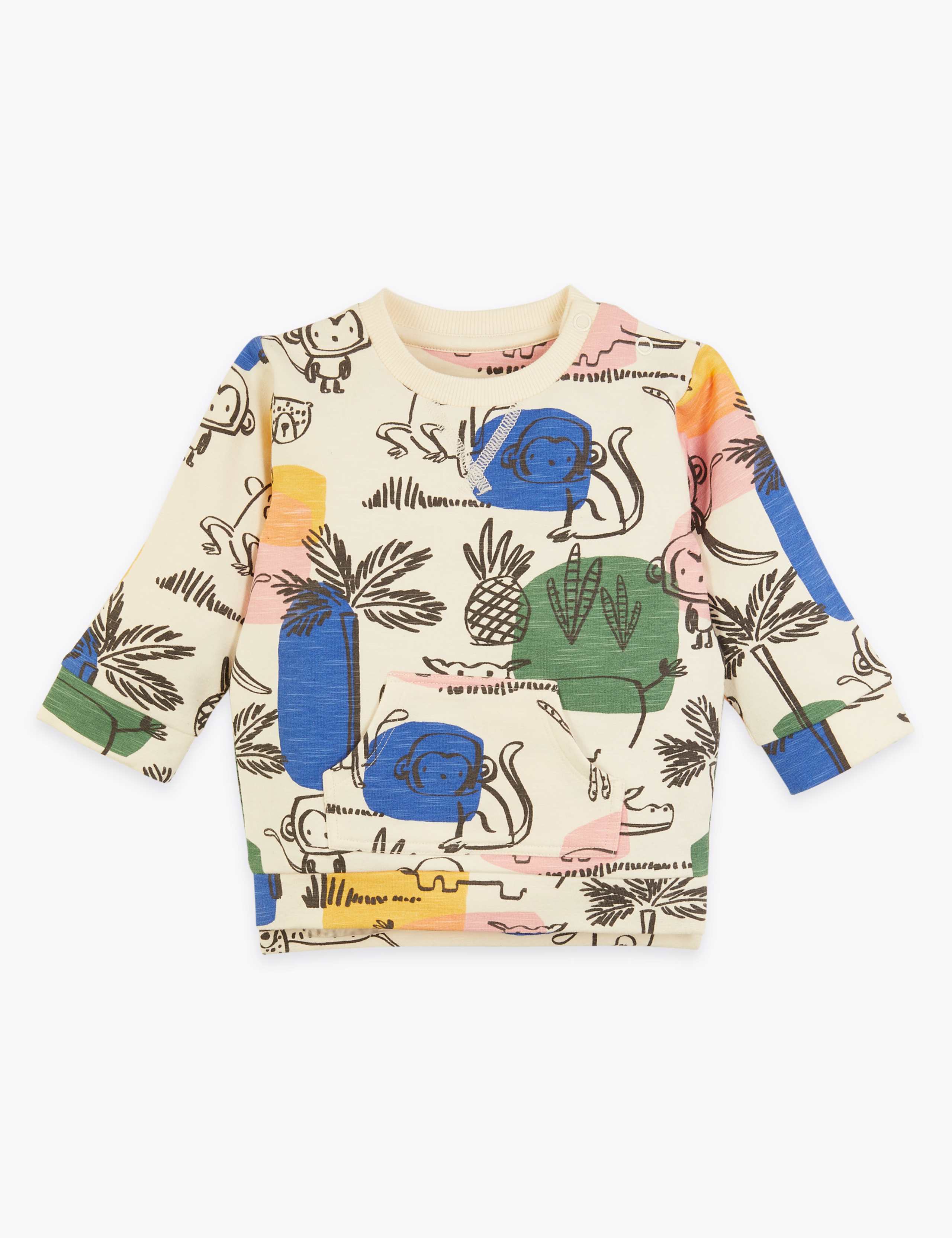Cotton Animal Print Sweatshirt (0-3 Yrs) 1 of 3