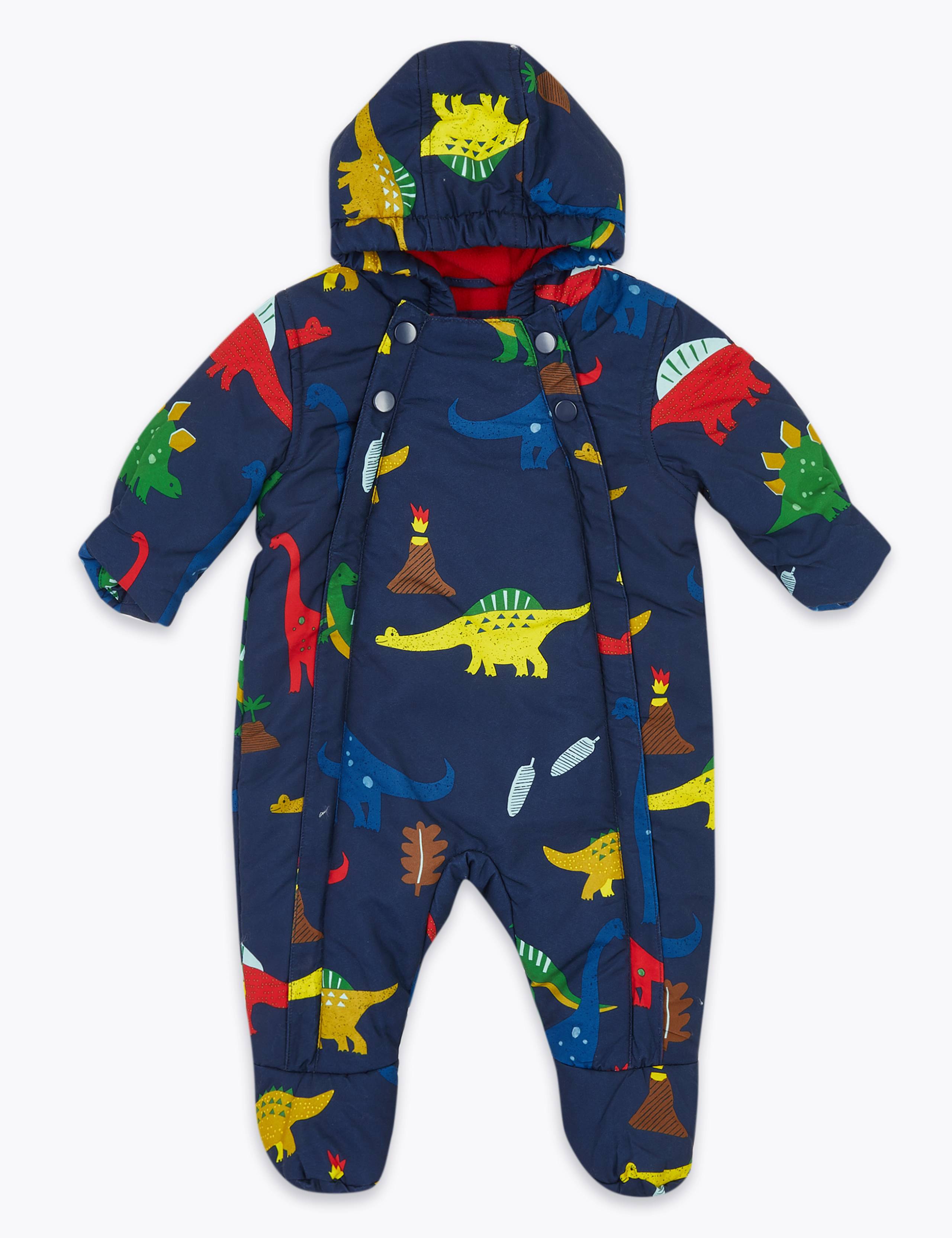 Hooded Padded Dinosaur Snowsuit (0-3 Yrs) 1 of 4