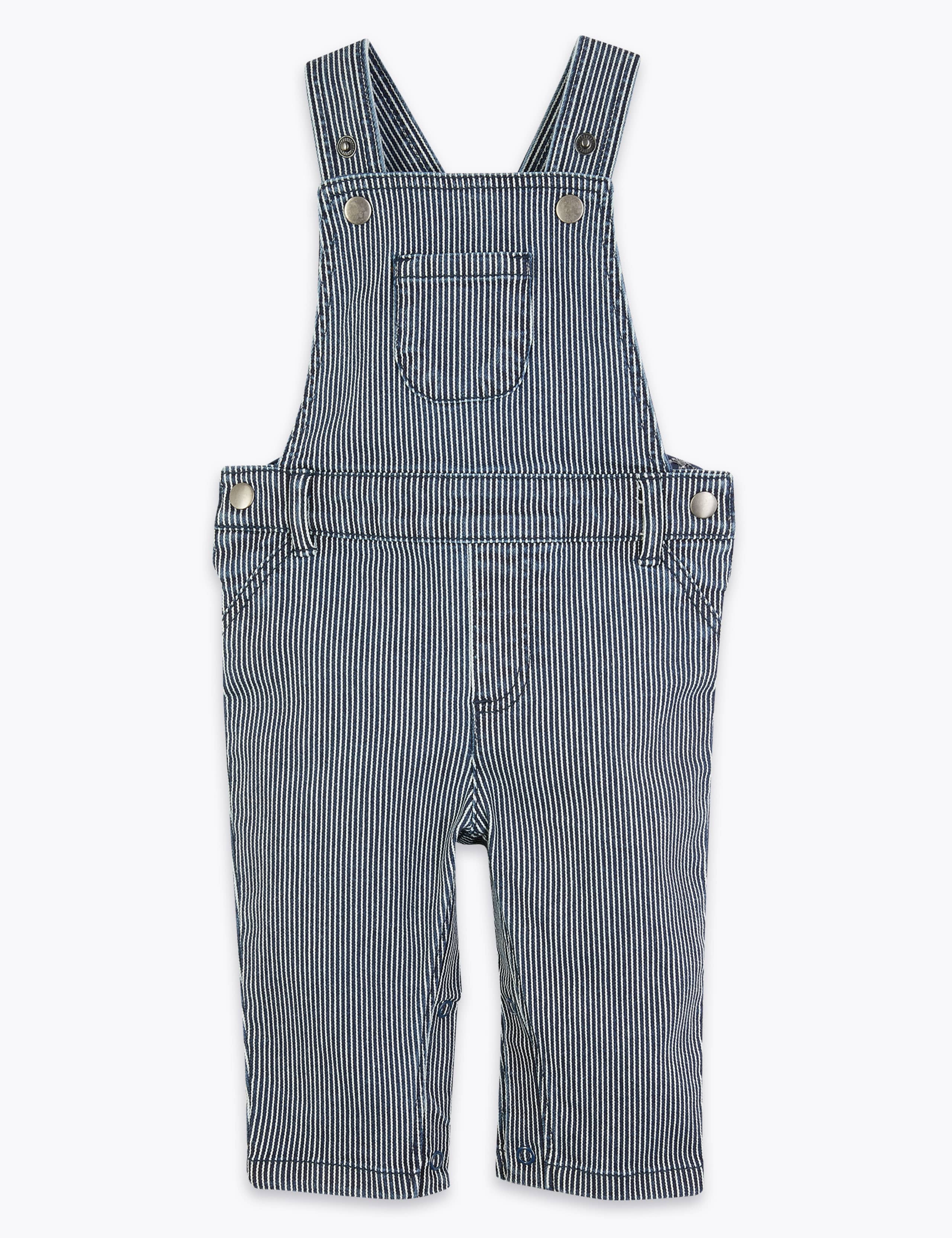 Cotton Striped Dungaree (0-3 Yrs) 1 of 3