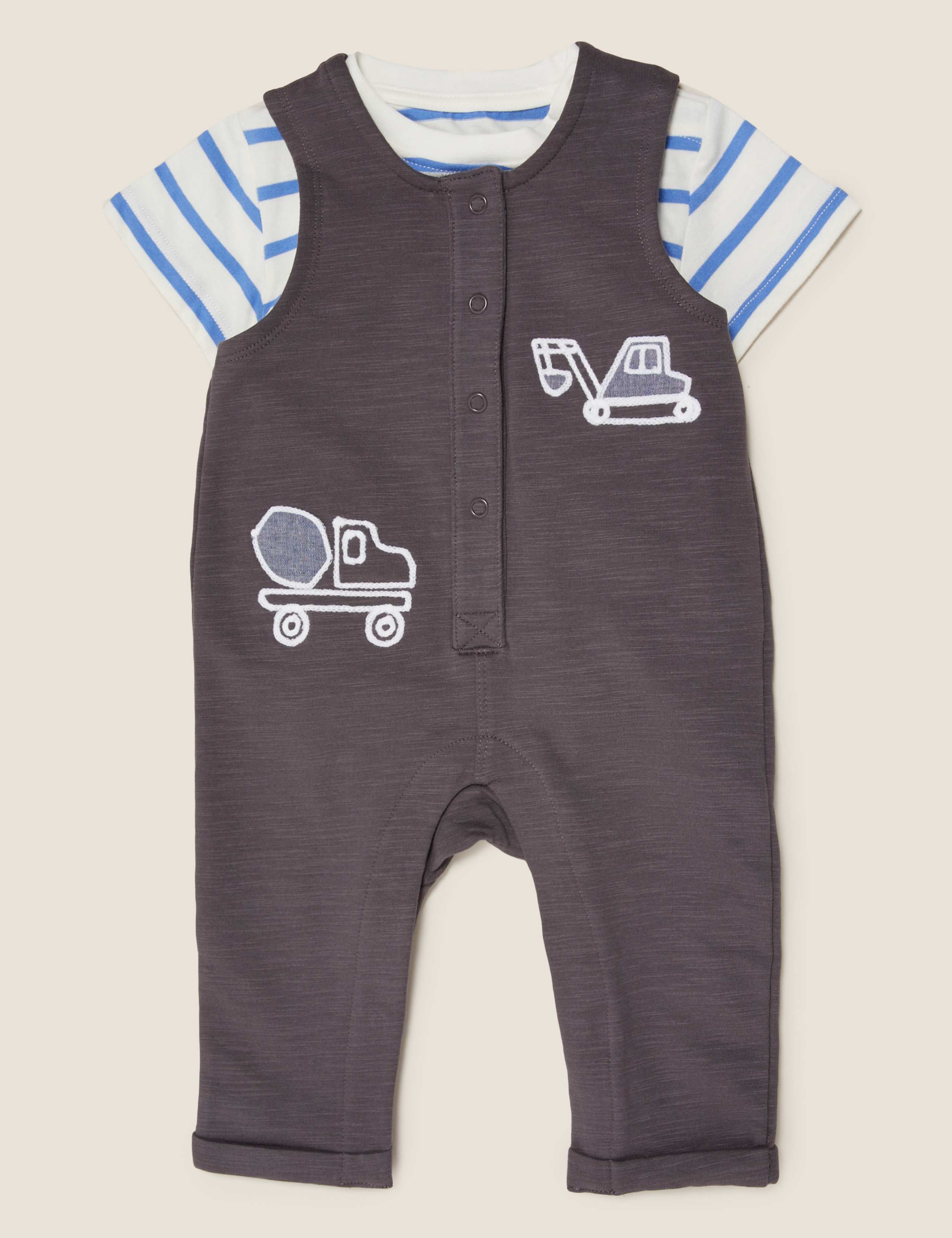 2pc Cotton Transport Dungaree Outfit (7lbs - 12 Mths) 1 of 5