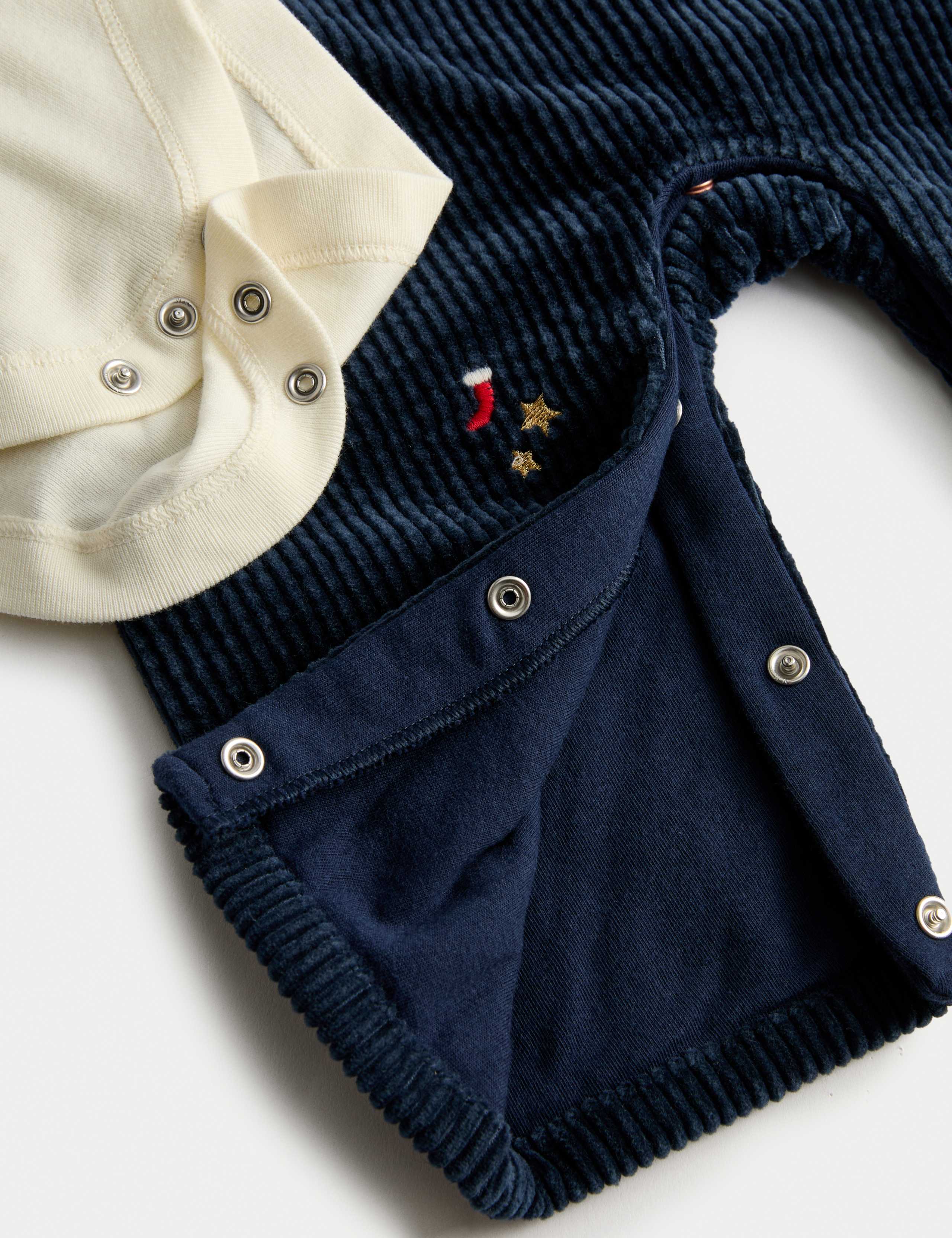 2pc Pure Cotton Christmas Dungaree Outfit (0-3 Yrs) 3 of 3