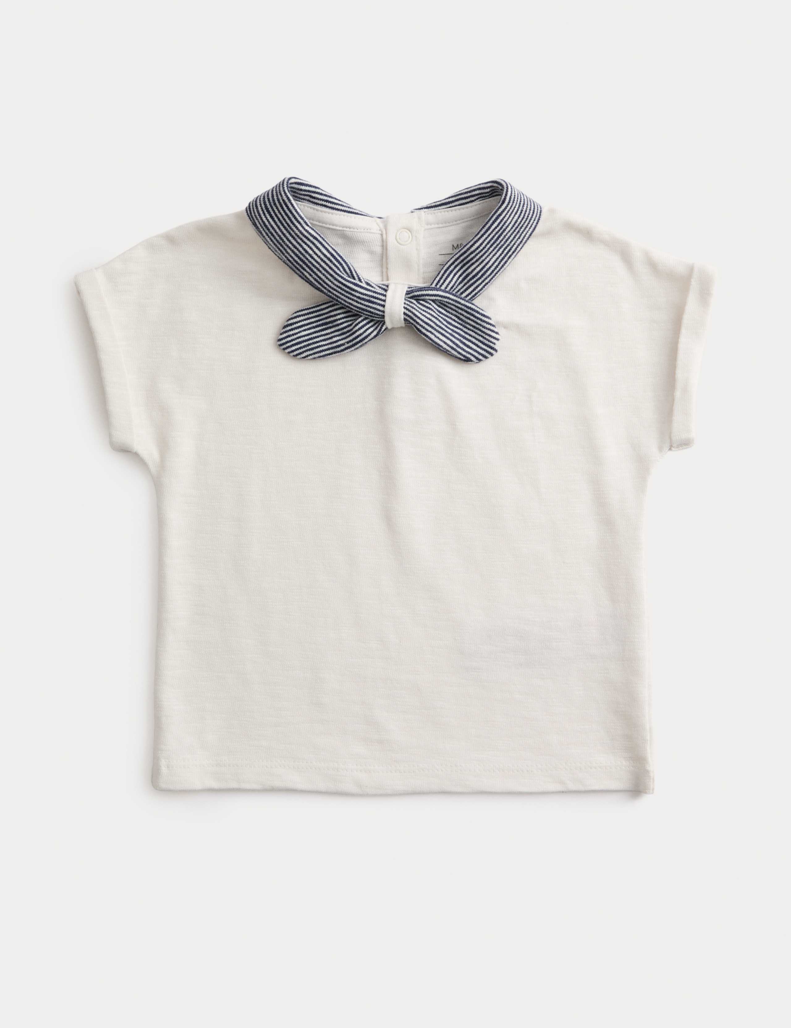 Pure Cotton Tie Neck T-Shirt (0 Mths-3 Yrs) 1 of 2