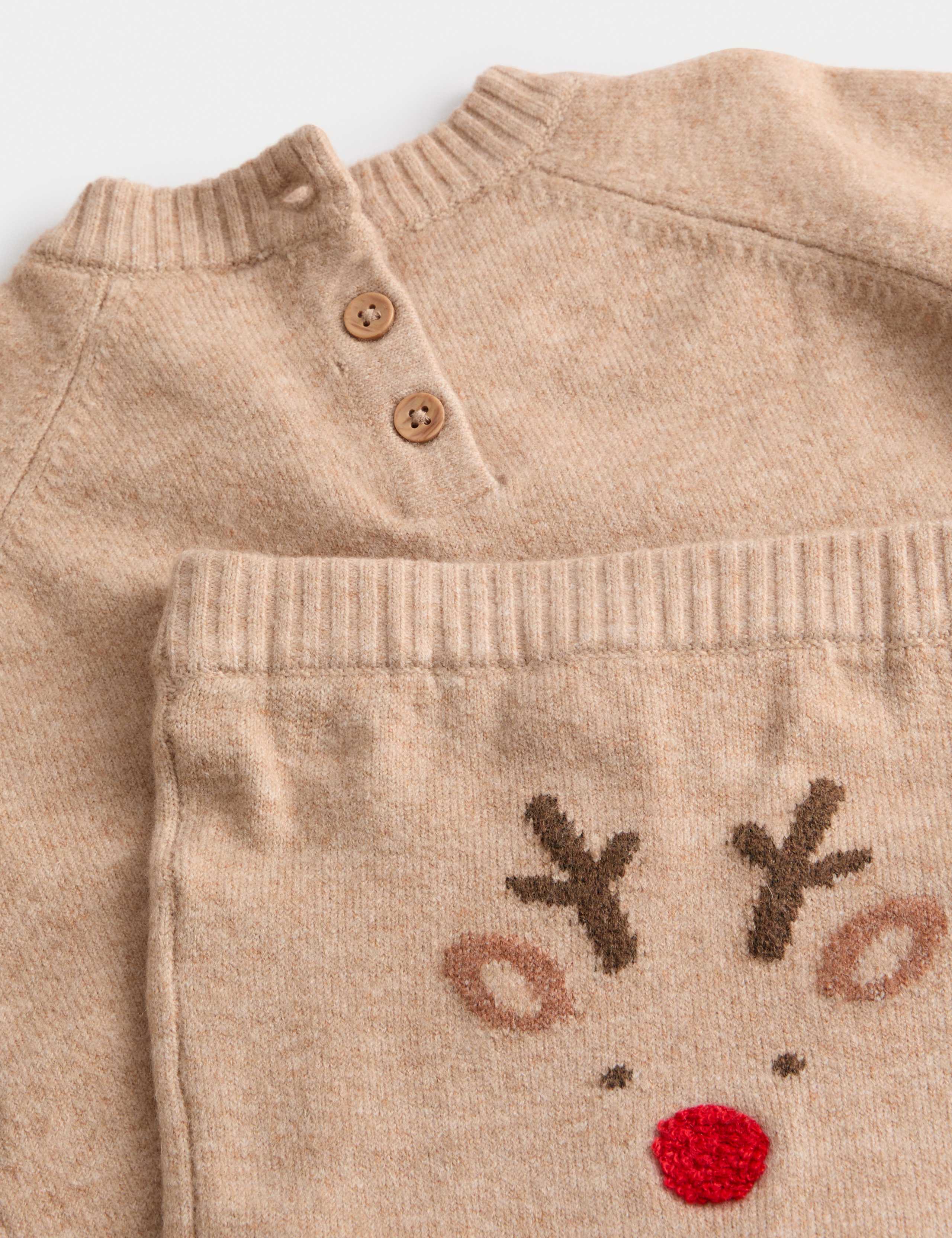 2pc Christmas Reindeer Knitted Outfit (0-3 Yrs) 3 of 4