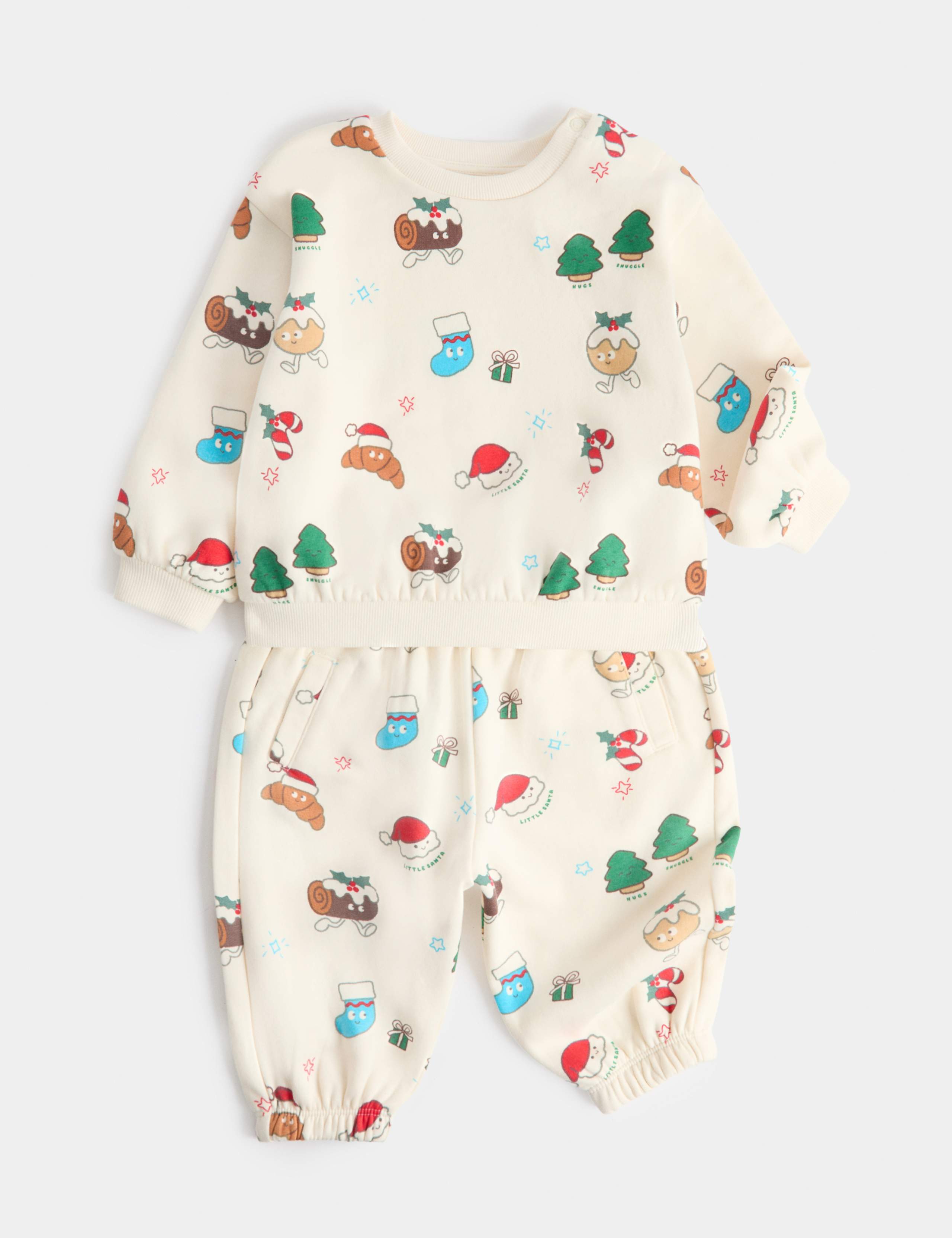 2pk Cotton Rich Christmas Top & Bottom Outfit 1 of 3