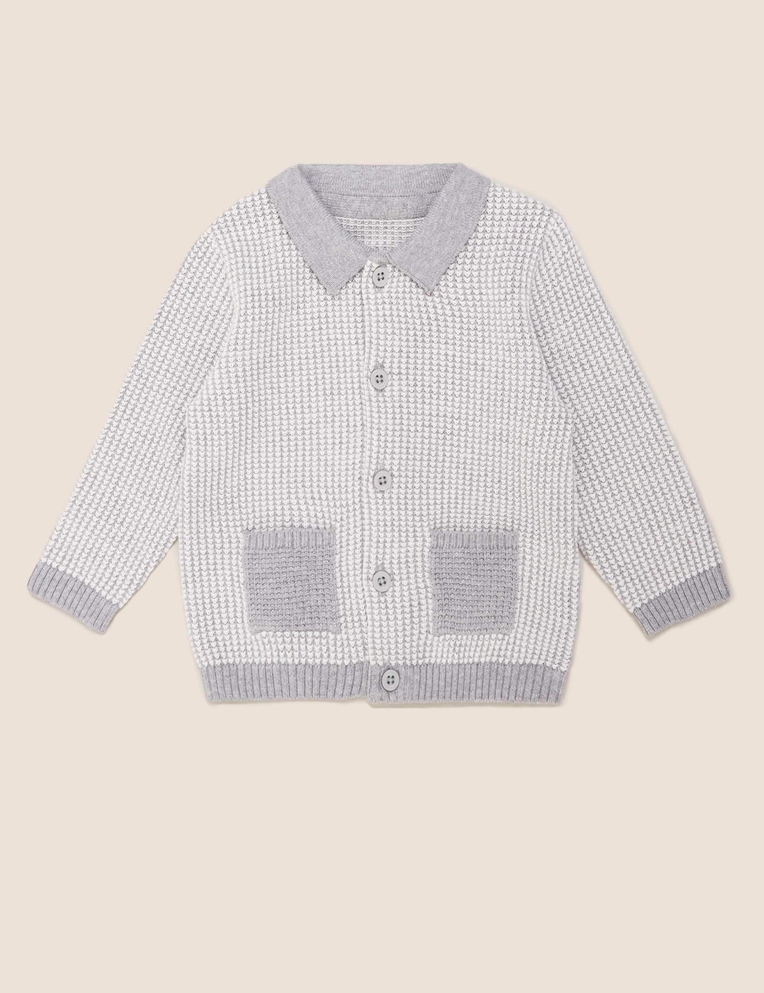 Pure Cotton Knitted Cardigan (0-3 Yrs) 1 of 3