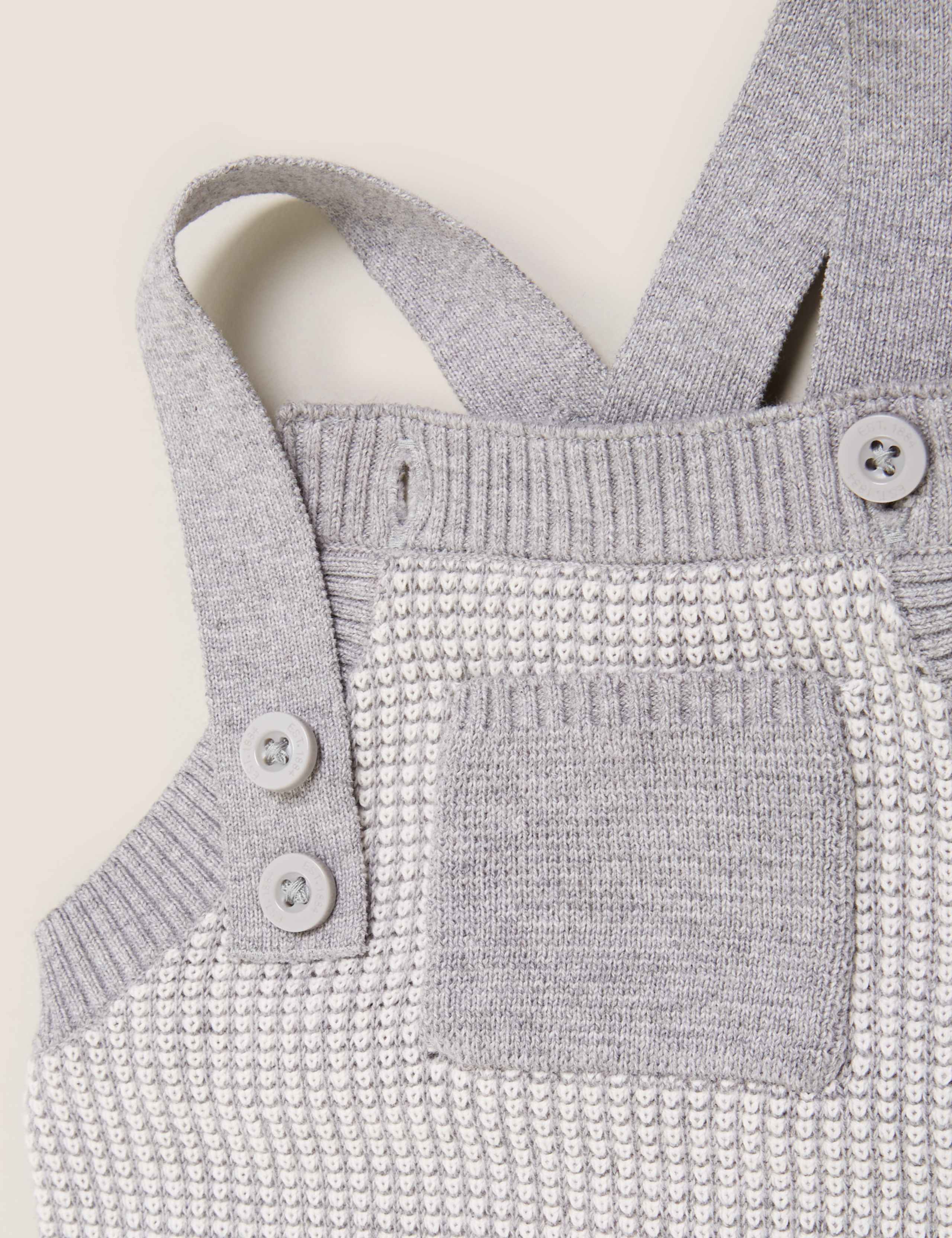 Pure Cotton Knitted Dungarees (0-3 Yrs) 3 of 3