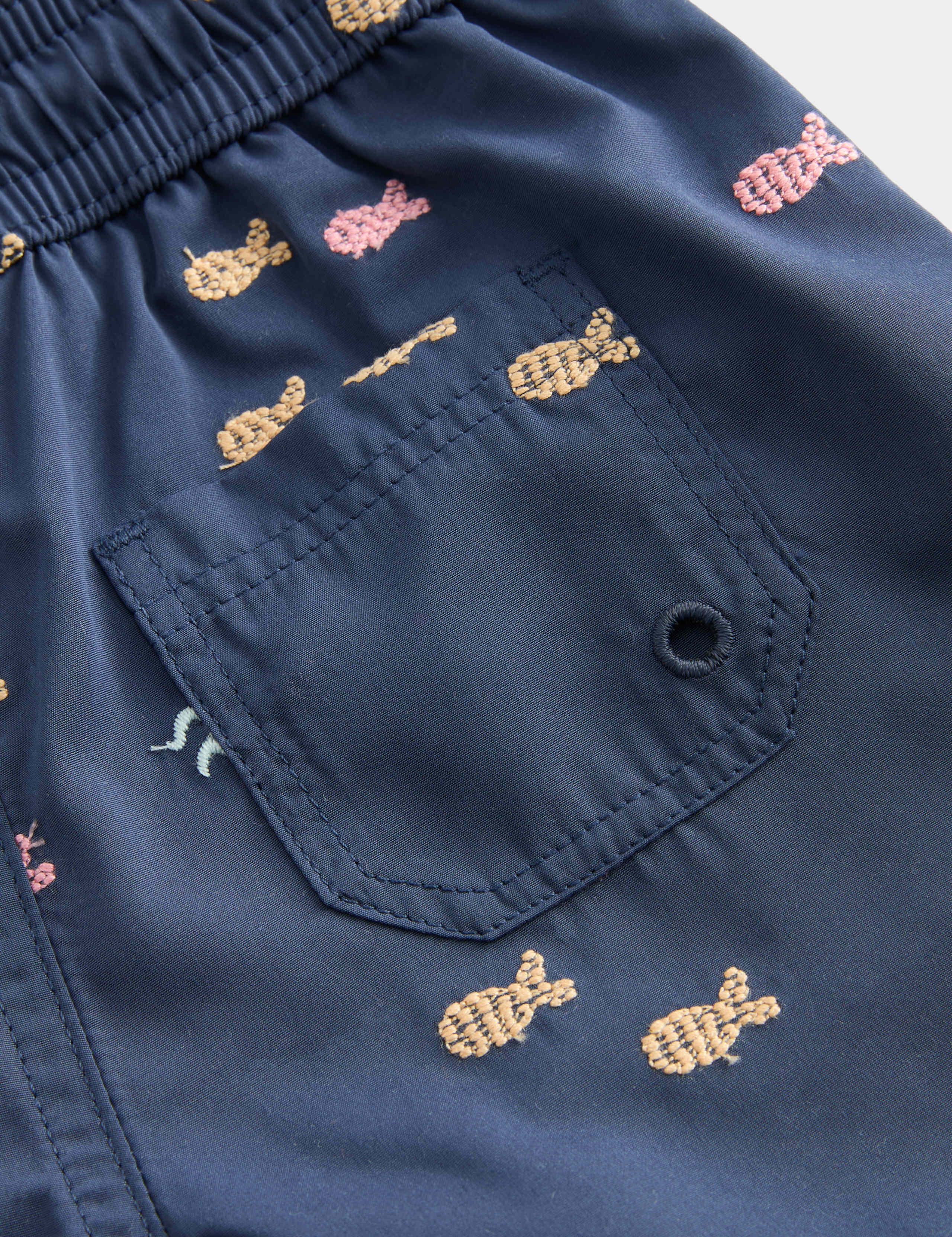 Fish Embroidered Navy Swim Shorts (0-5 Yrs) 2 of 2