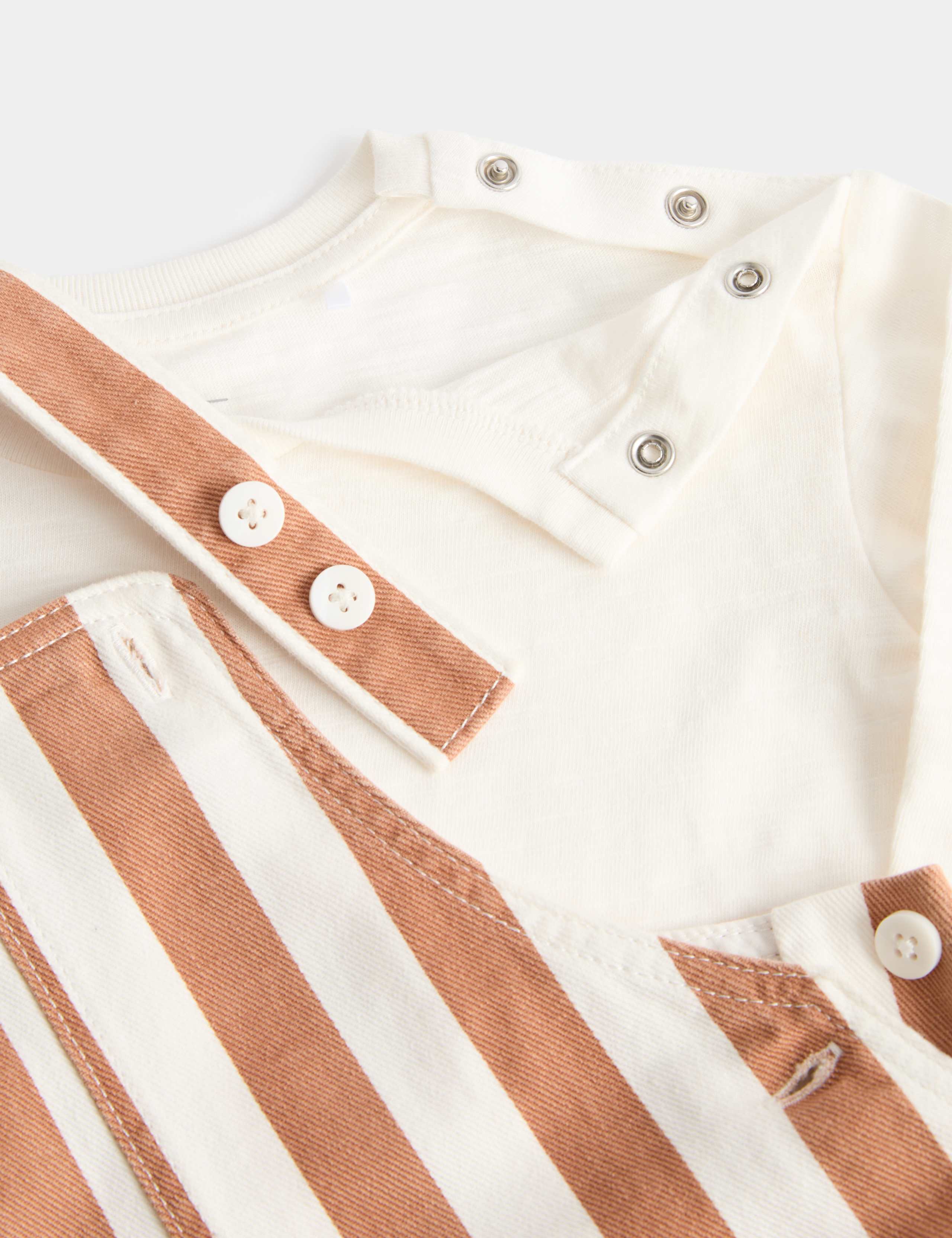 2pc Pure Cotton Striped Dungarees Set (0 Mths-3 Yrs) 2 of 3