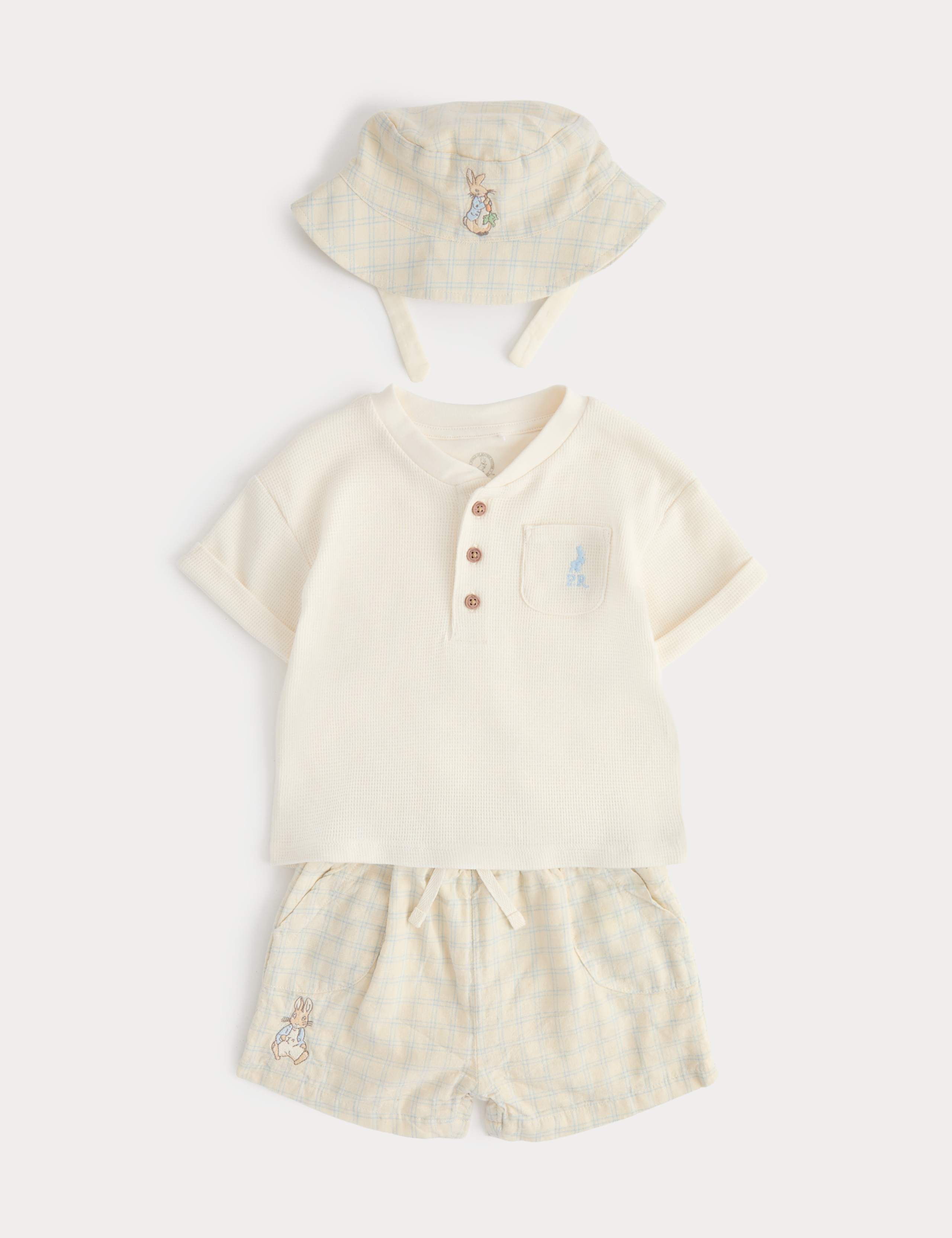 3 Piece Cotton Rich Peter Rabbit ™ Shorts Outfit (0-3 Yrs) 1 of 3