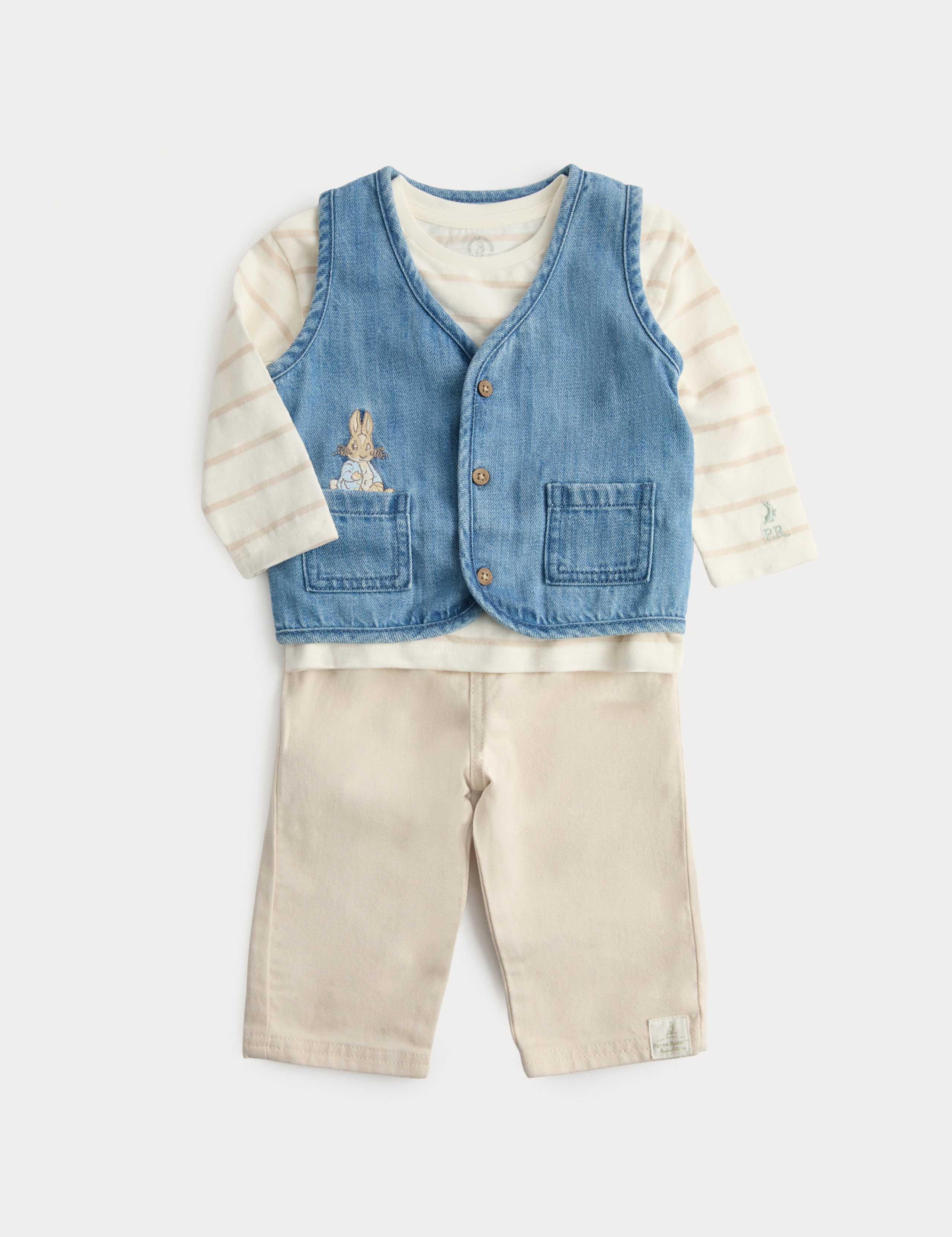 3 Piece Peter Rabbit™ Outfit with Waistcoat (0-3 Yrs) 1 of 3
