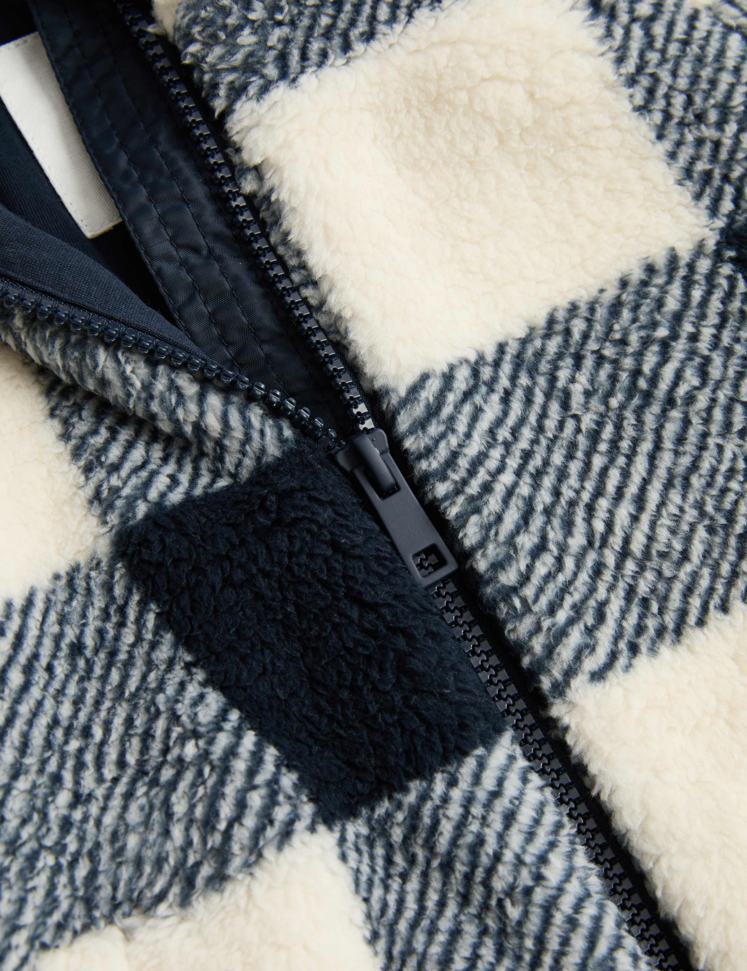 Borg Checked Funnel Neck Jacket (0-5 Yrs) 2 of 2