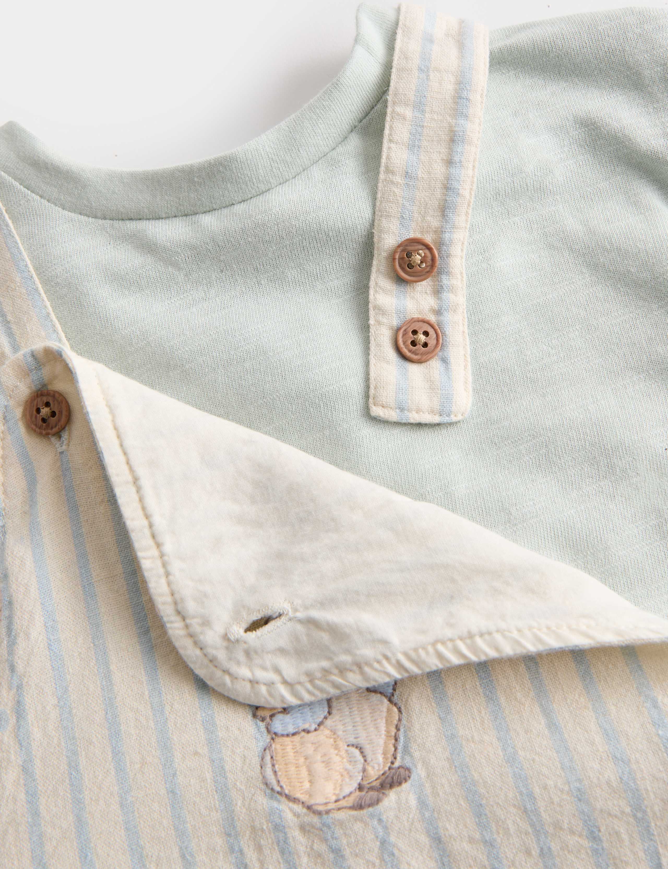 3 Piece Peter Rabbit™ Stripe Bibshort Outfit (0-3 Yrs) 2 of 3