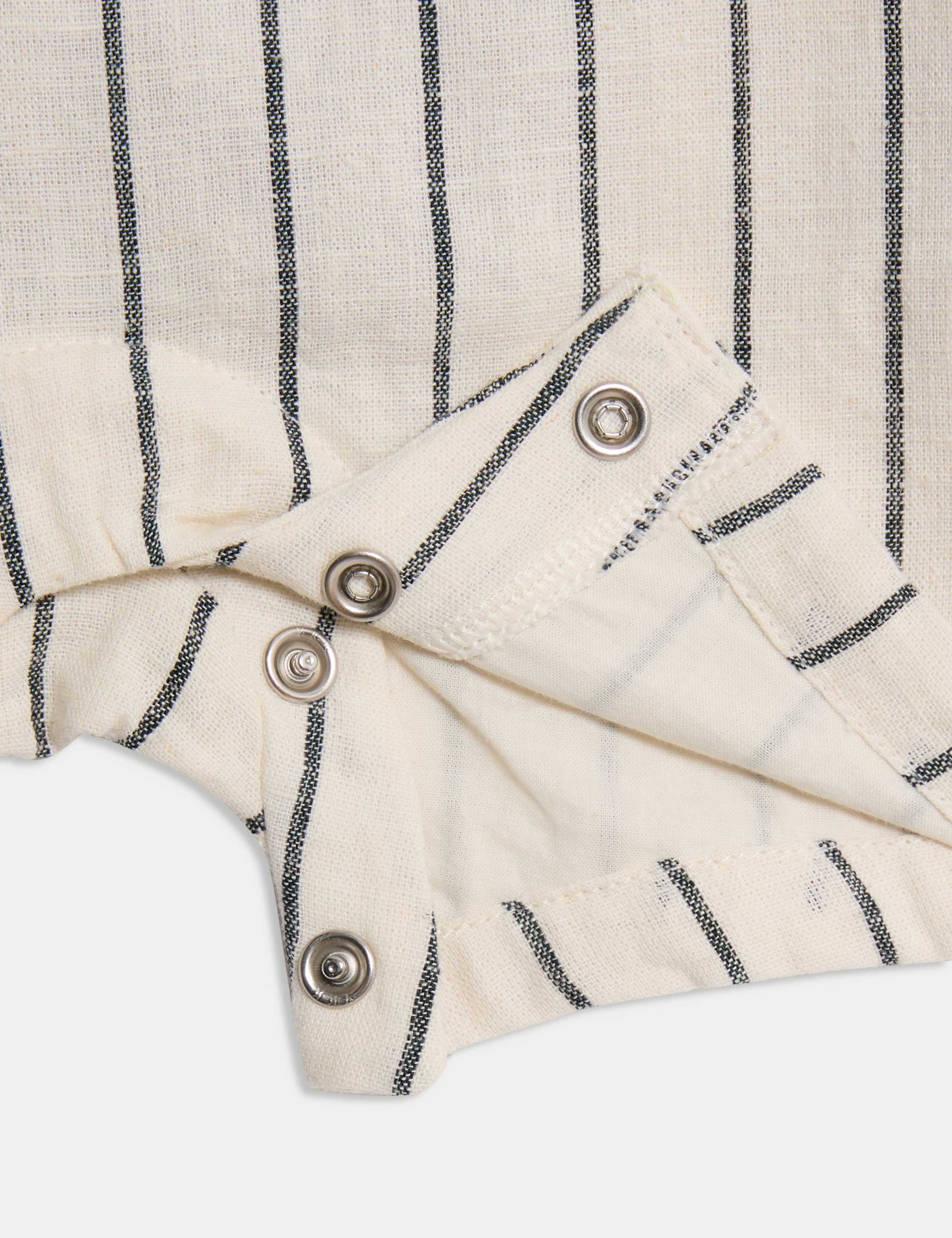 2pc Cotton Linen Striped Dungaree Outfit (0-3 Yrs) 5 of 6