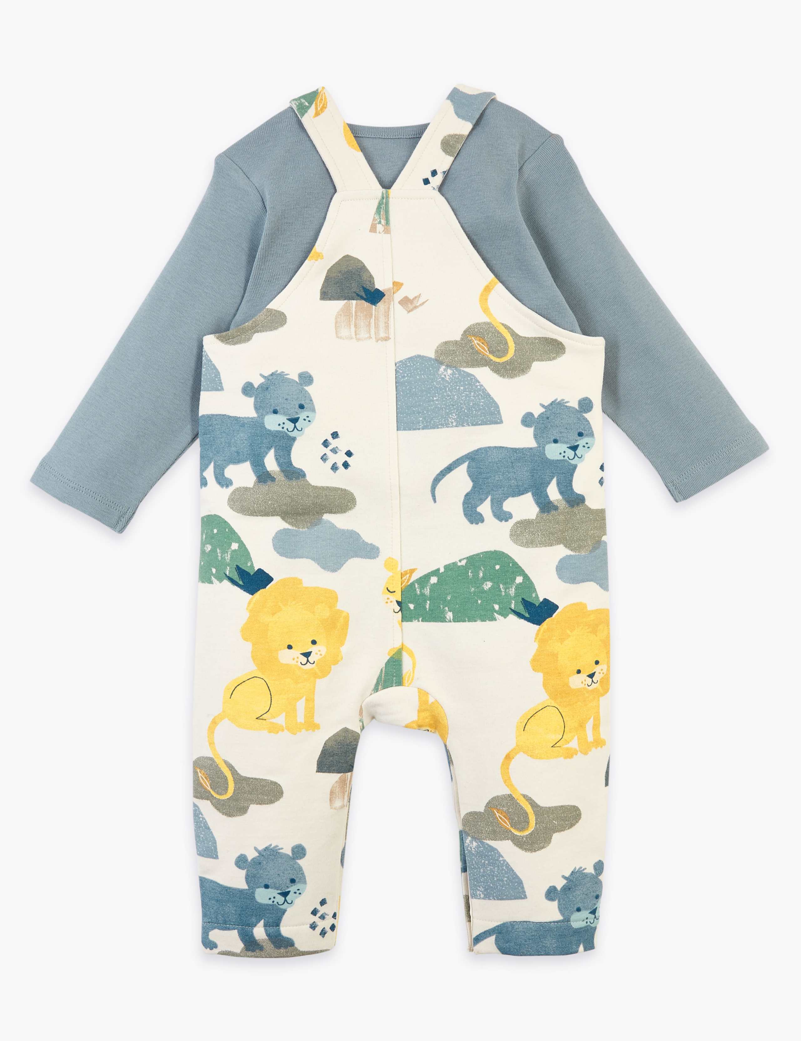2 Piece Cotton Animal Print Dungarees (0-3 Yrs) 2 of 6