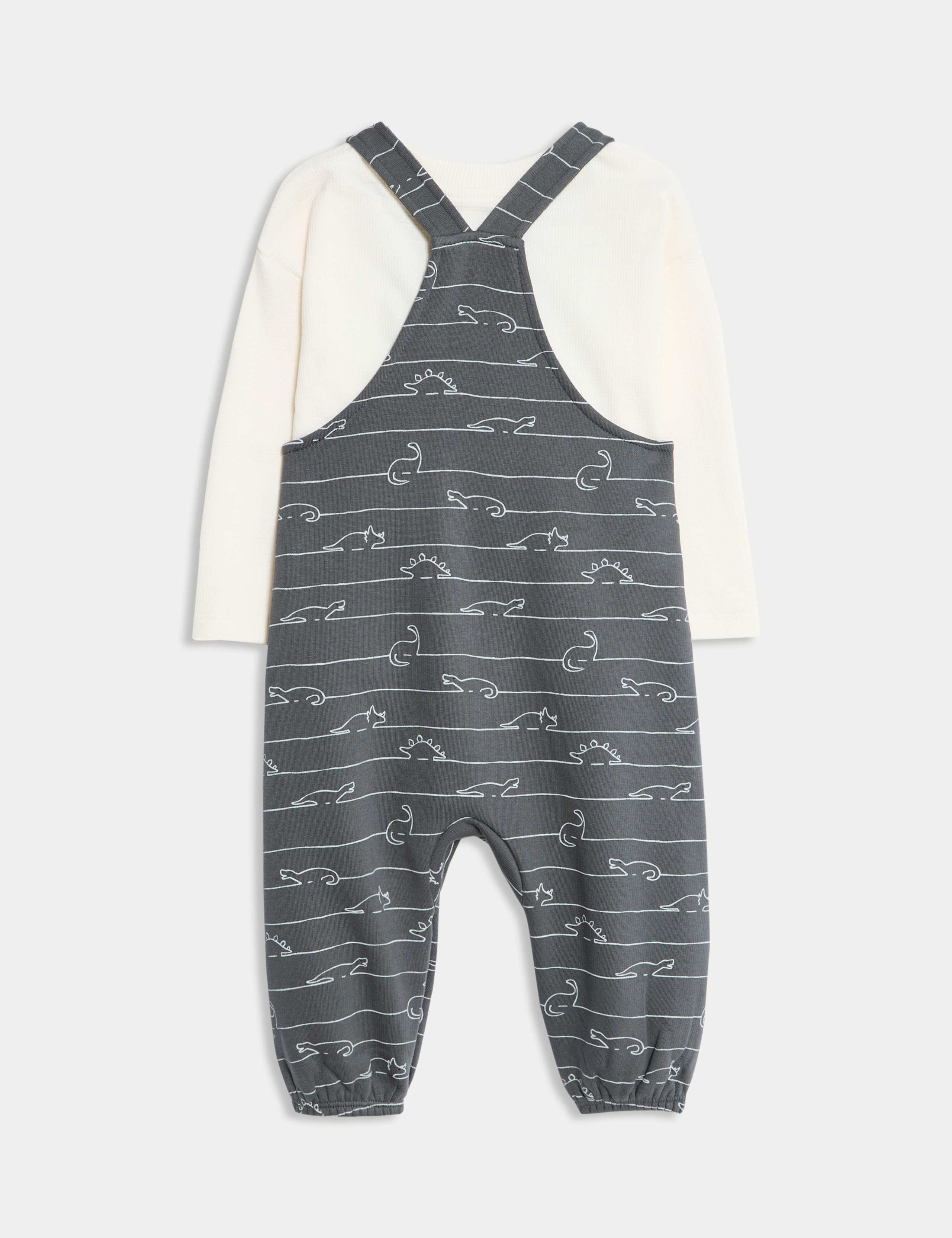 2pc Cotton Rich Jersey Dino Dungaree Outfit (0-3 Yrs) 2 of 6