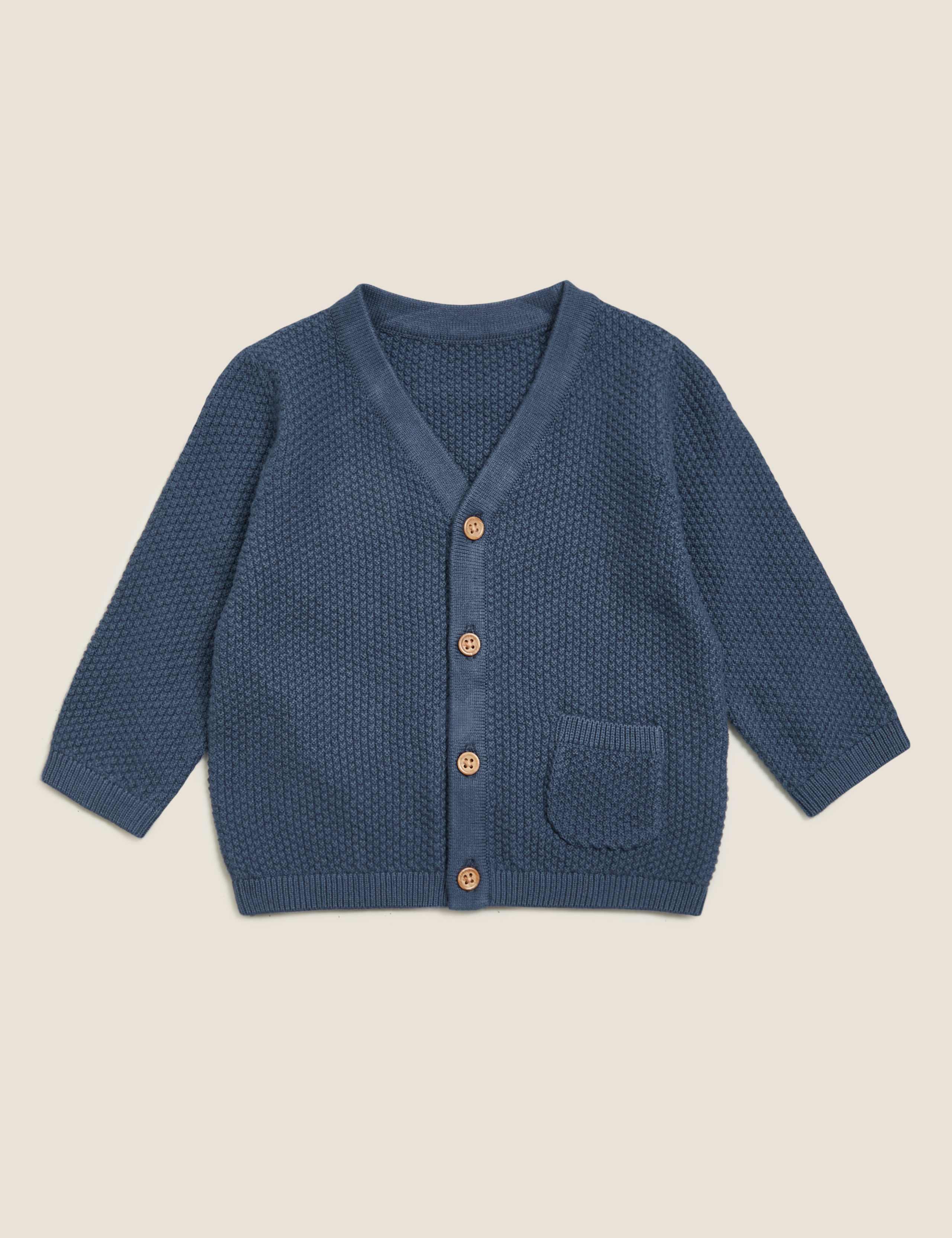 Pure Cotton Knitted Cardigan (0-3 Yrs) 1 of 3