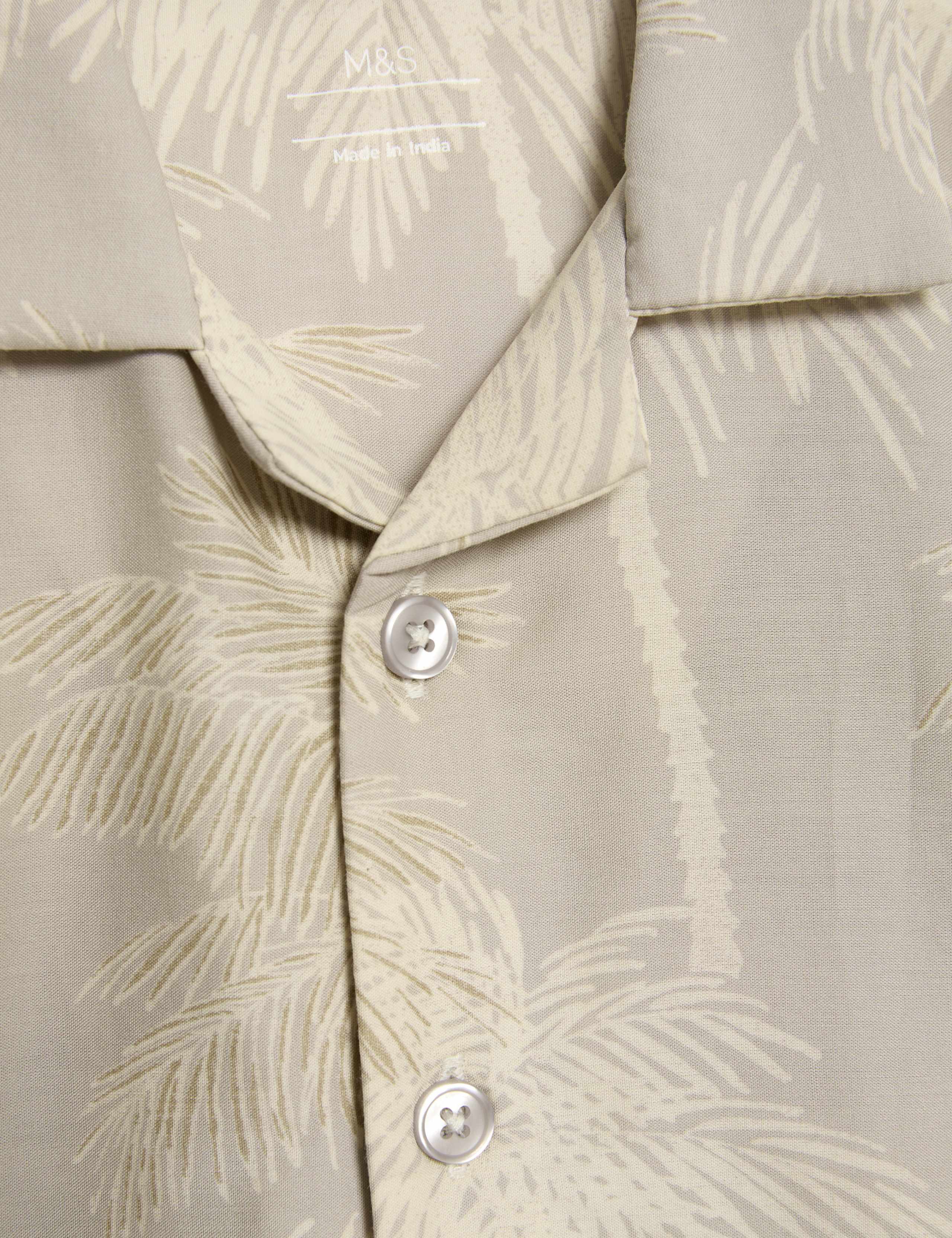Cotton Blend Palm Tree Print Shirt 3 of 3